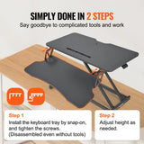 Desk Accessories: VEVOR Standing Desk Converter, Two-Tier Stand up Desk Riser, 800 mm Large Sit to Stand Desk Converter,140-510 mm Adjustable Height, for Monitor, Keyboard & Accessories Used in Home Office