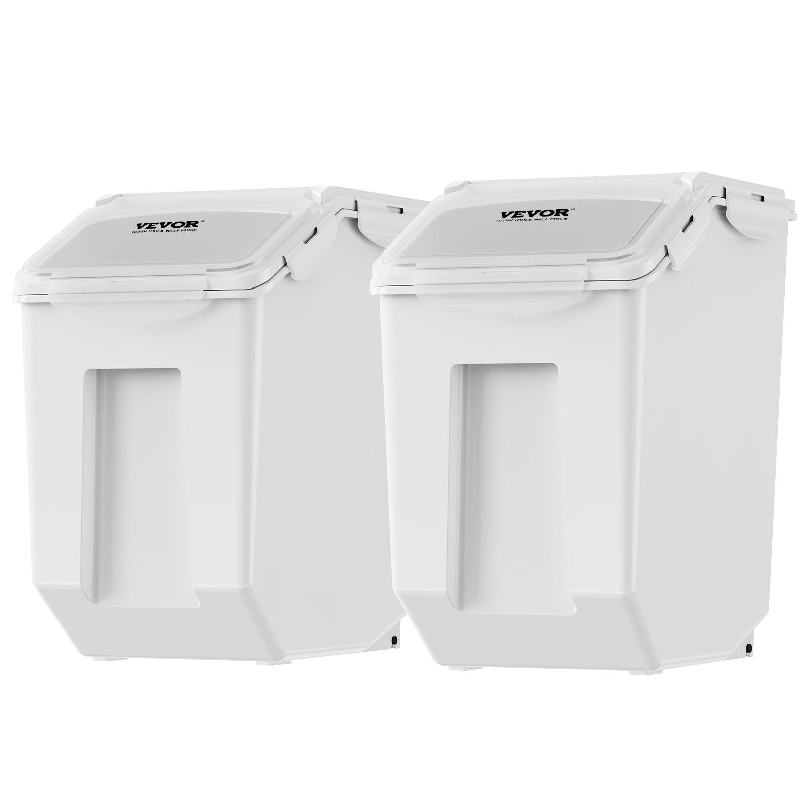 Food Storage: VEVOR Ingredient Storage Bin, 2 x 15L Dispenser Bin with 2 Measuring Cups, Attachable Casters and Airtight Lid, 2 Pcs/Set Dog Pet Food Storage Container, PP Material Kitchen Rice Cereal Flour Bin