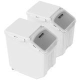 Food Storage: VEVOR Ingredient Storage Bin, 2 x 15L Dispenser Bin with 2 Measuring Cups, Attachable Casters and Airtight Lid, 2 Pcs/Set Dog Pet Food Storage Container, PP Material Kitchen Rice Cereal Flour Bin