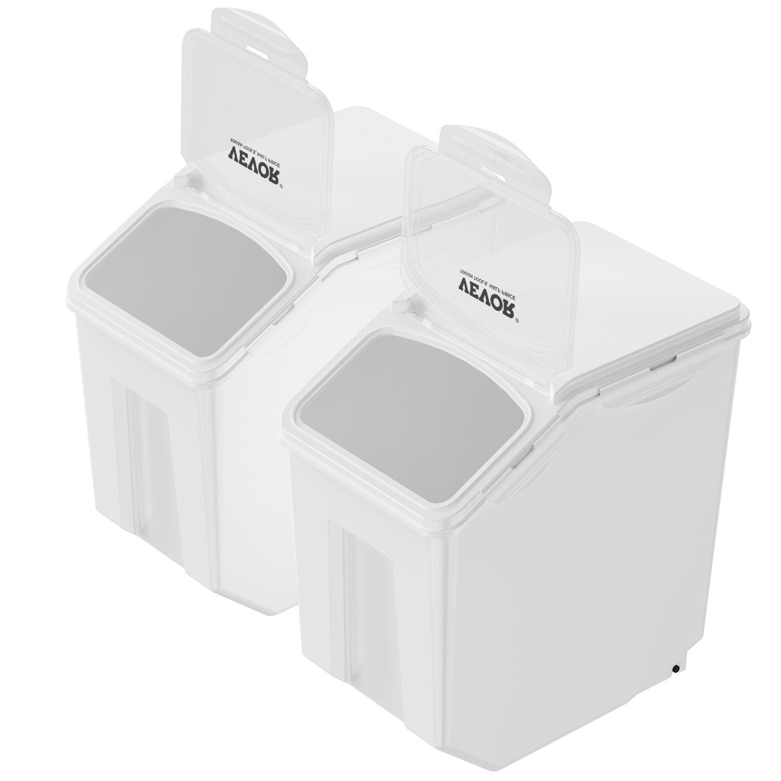 Food Storage: VEVOR Ingredient Storage Bin, 2 x 15L Dispenser Bin with 2 Measuring Cups, Attachable Casters and Airtight Lid, 2 Pcs/Set Dog Pet Food Storage Container, PP Material Kitchen Rice Cereal Flour Bin