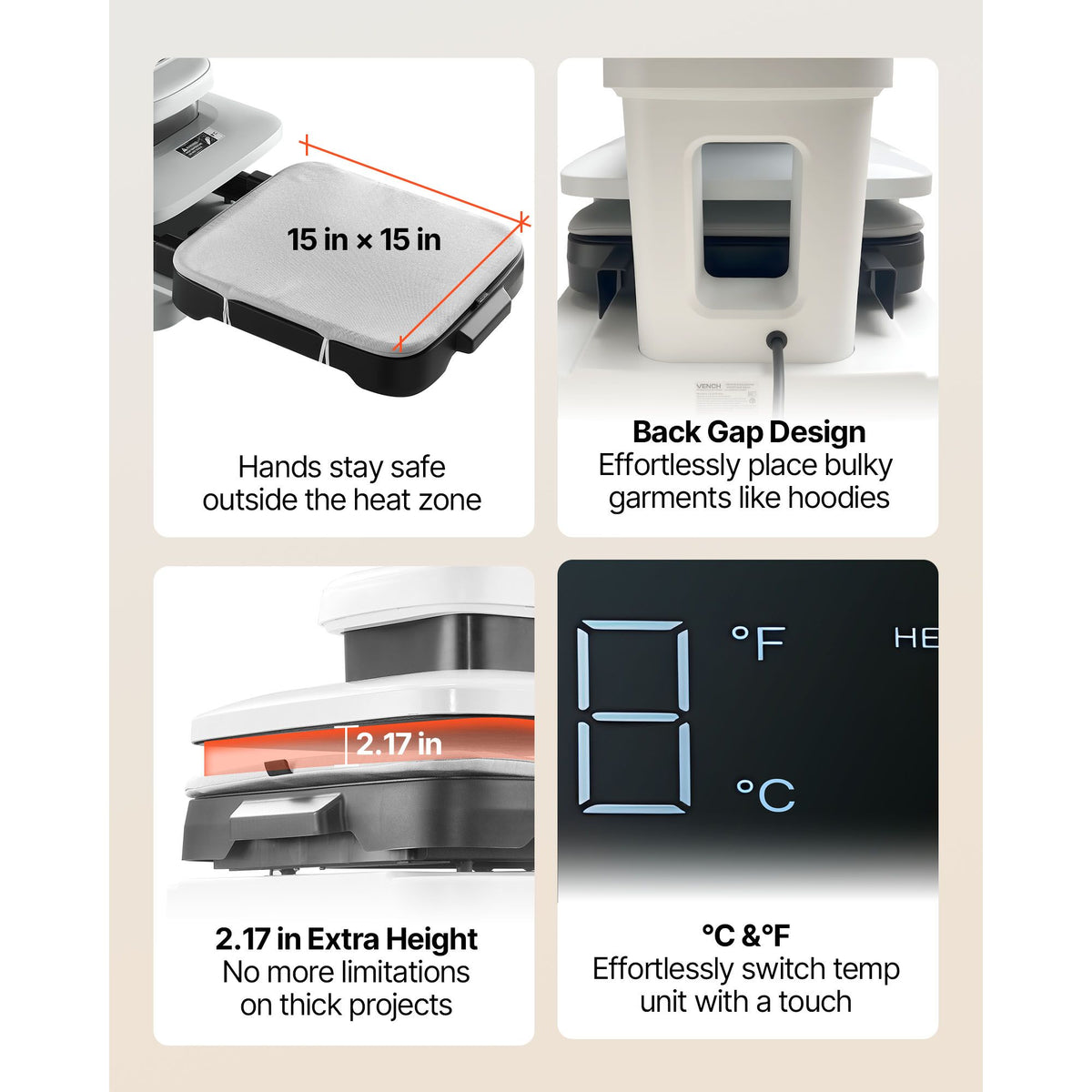 Auto Heat Press Machine, 38 x 38 cm, T-Shirt Press Machine with Auto Release and Adjustable Pressure, Digital Display, Rapid Heating, for Sublimation, Vinyl, Heat Transfer Projects, White