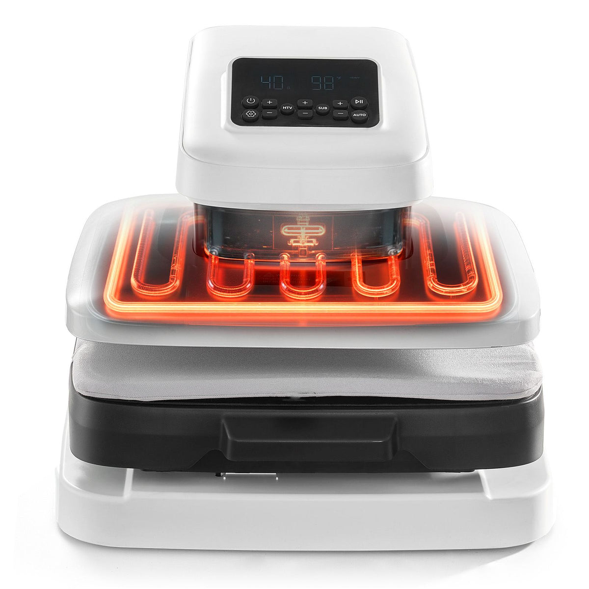 Auto Heat Press Machine, 38 x 38 cm, T-Shirt Press Machine with Auto Release and Adjustable Pressure, Digital Display, Rapid Heating, for Sublimation, Vinyl, Heat Transfer Projects, White