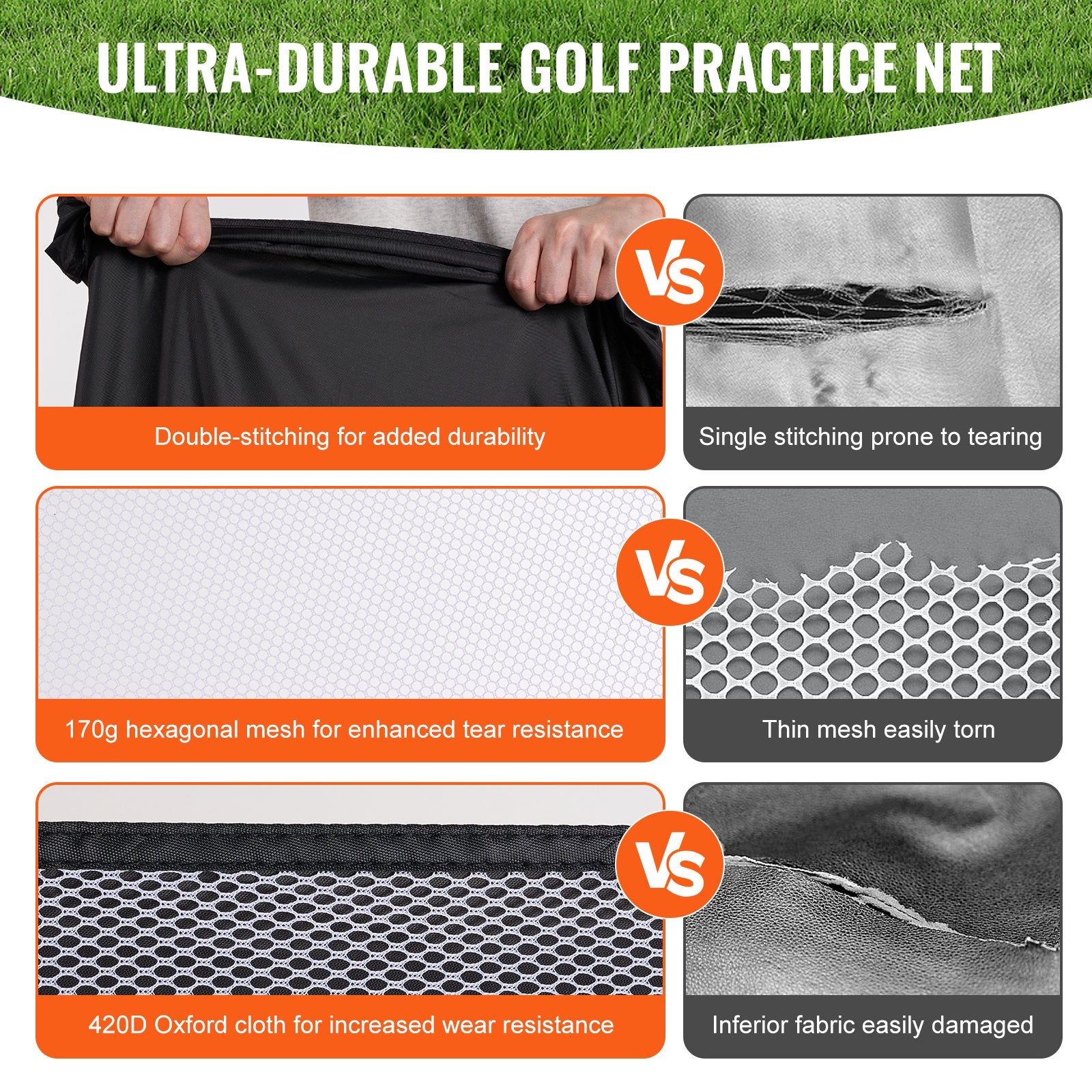 Golf Net, 10x7ft All in 1 Practice Net, Indoor Outdoor Home Golf Swing Training, Golf Hitting Aid Net with Target/Turf Mats/Balls/Tee/Golf Club/Bag, for Backyard Driving Chipping, Gift for Men