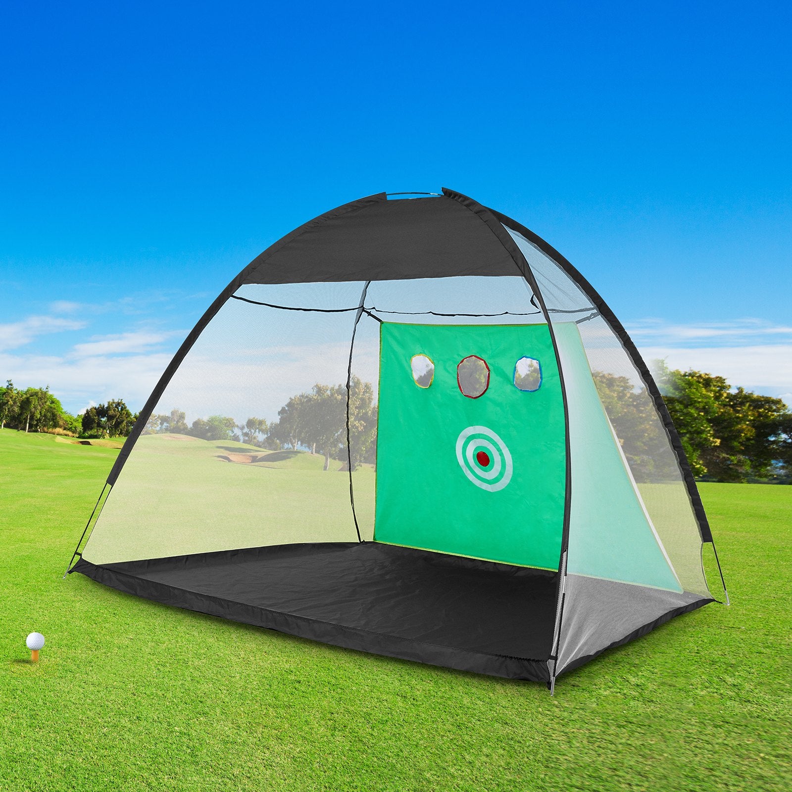 Golf Net, 10x7ft All in 1 Practice Net, Indoor Outdoor Home Golf Swing Training, Golf Hitting Aid Net with Target/Turf Mats/Balls/Tee/Golf Club/Bag, for Backyard Driving Chipping, Gift for Men