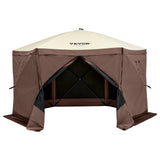Tents: VEVOR Pop Up Gazebo Tent, Pop-Up Screen Tent 6 Sided Canopy Sun Shelter with 6 Removable Privacy Wind Cloths & Mesh Windows, 11.5x11.5FT Quick Set Screen Tent with Mosquito Netting, Brown