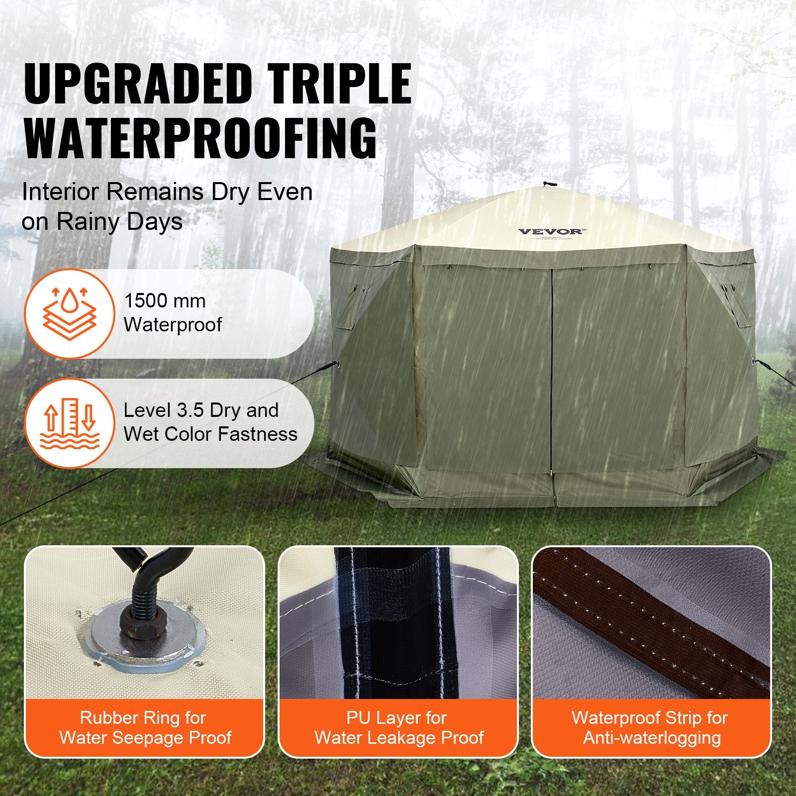 Tents: VEVOR Pop Up Gazebo Tent, Pop-Up Screen Tent 6 Sided Canopy Sun Shelter with 6 Removable Privacy Wind Cloths & Mesh Windows, 12x12FT Quick Set Screen Tent with Mosquito Netting, Army Green