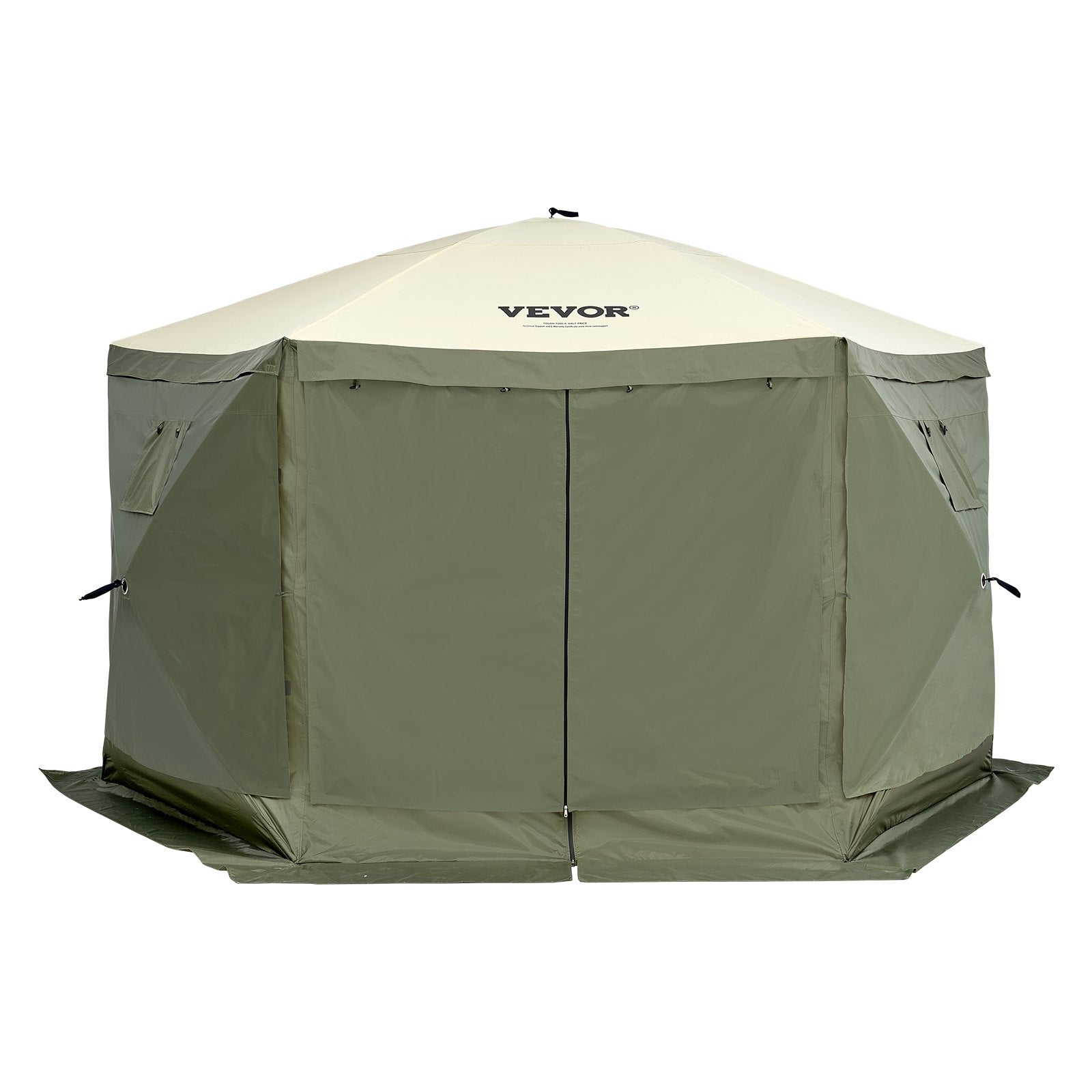 Tents: VEVOR Pop Up Gazebo Tent, Pop-Up Screen Tent 6 Sided Canopy Sun Shelter with 6 Removable Privacy Wind Cloths & Mesh Windows, 12x12FT Quick Set Screen Tent with Mosquito Netting, Army Green