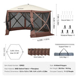 Tents: VEVOR Pop Up Gazebo Tent, Pop-Up Screen Tent 6 Sided Canopy Sun Shelter with 6 Removable Privacy Wind Cloths & Mesh Windows, 12.5x12.5FT Quick Set Screen Tent with Mosquito Netting, Brown
