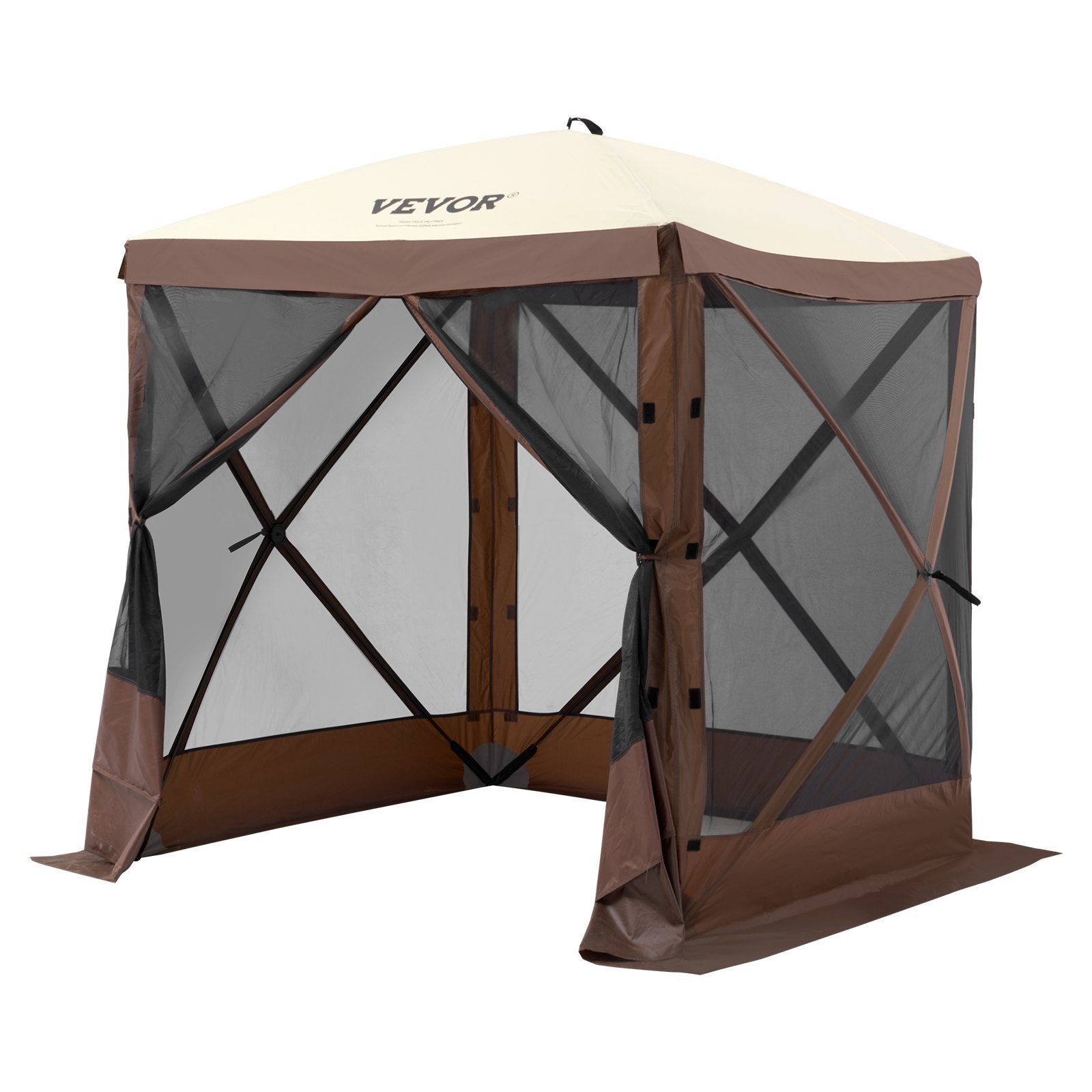 Tents: VEVOR Pop Up Gazebo Tent, Pop-Up Screen Tent 4 Sided Canopy Sun Shelter with 4 Removable Privacy Wind Cloths & Mesh Windows, 6x6FT Quick Set Screen Tent with Mosquito Netting, Brown