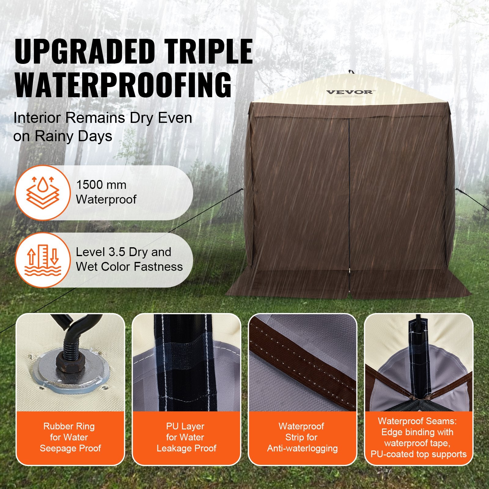 Tents: VEVOR Pop Up Gazebo Tent, Pop-Up Screen Tent 4 Sided Canopy Sun Shelter with 4 Removable Privacy Wind Cloths & Mesh Windows, 6x6FT Quick Set Screen Tent with Mosquito Netting, Brown