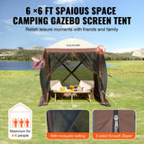 Tents: VEVOR Pop Up Gazebo Tent, Pop-Up Screen Tent 4 Sided Canopy Sun Shelter with 4 Removable Privacy Wind Cloths & Mesh Windows, 6x6FT Quick Set Screen Tent with Mosquito Netting, Brown