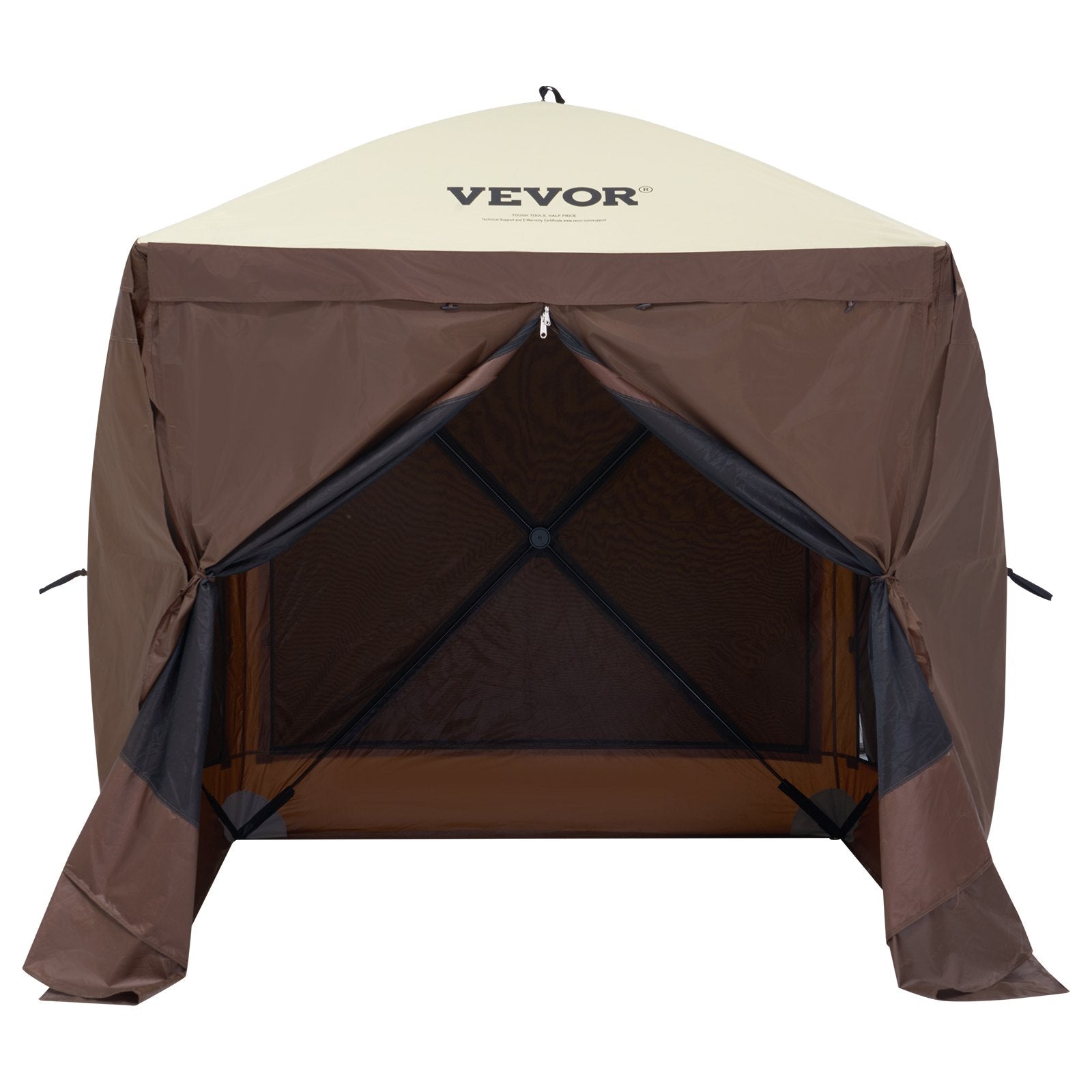 Tents: VEVOR Pop Up Gazebo Tent, Pop-Up Screen Tent 4 Sided Canopy Sun Shelter with 4 Removable Privacy Wind Cloths & Mesh Windows, 6x6FT Quick Set Screen Tent with Mosquito Netting, Brown
