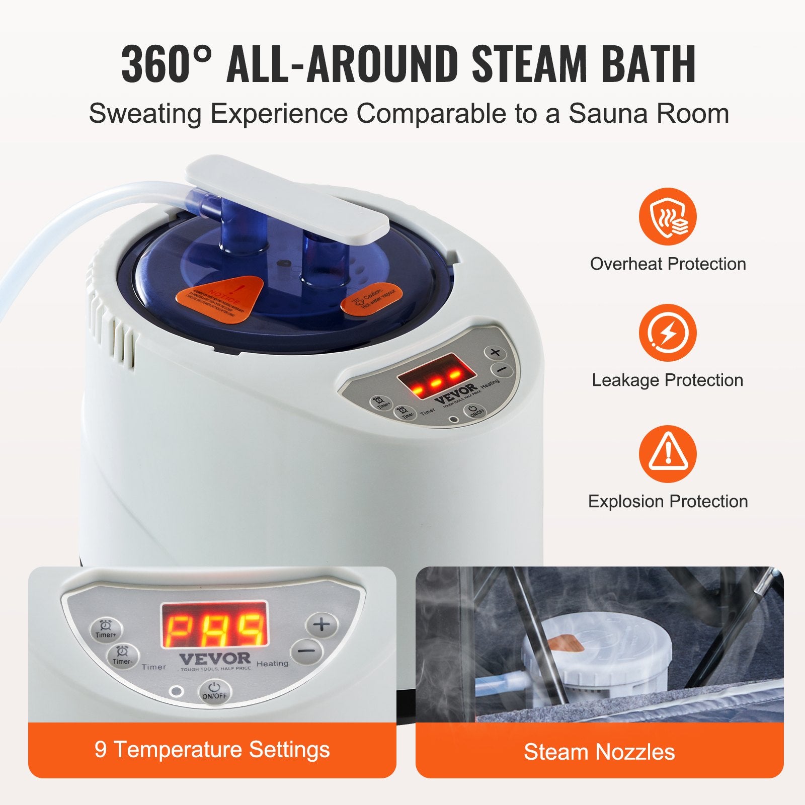 Outdoor Sofas & Lounge Sets: VEVOR Portable Steam Sauna Tent Full Size 1000W Personal Sauna Blanket W/ Chair, 880 x 880 x 1600 mm