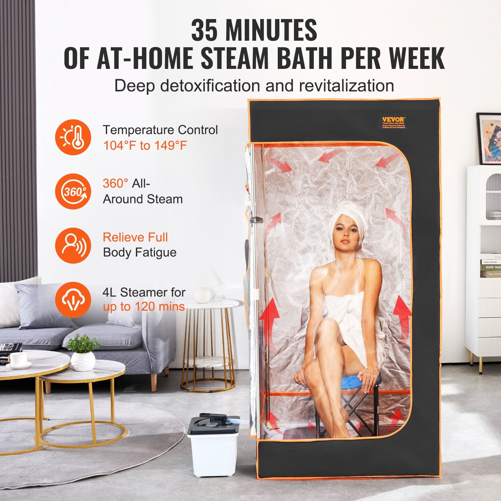 Blankets & Throws: VEVOR Portable Steam Sauna Tent Full Size 2000W Personal Sauna Blanket W/ Chair,880 x 880 x 1780 mm