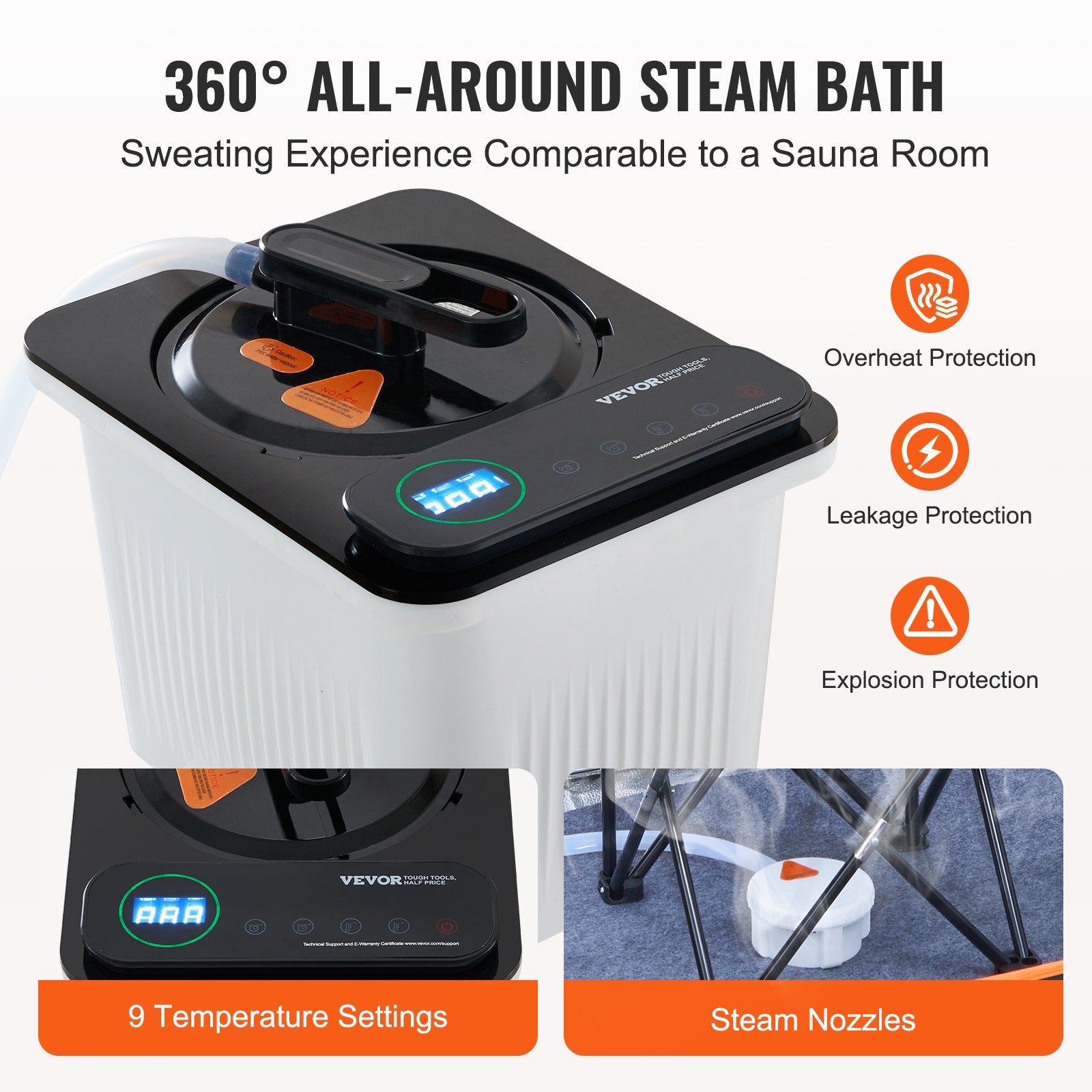 Blankets & Throws: VEVOR Portable Steam Sauna Tent Full Size 2000W Personal Sauna Blanket W/ Chair,880 x 880 x 1780 mm