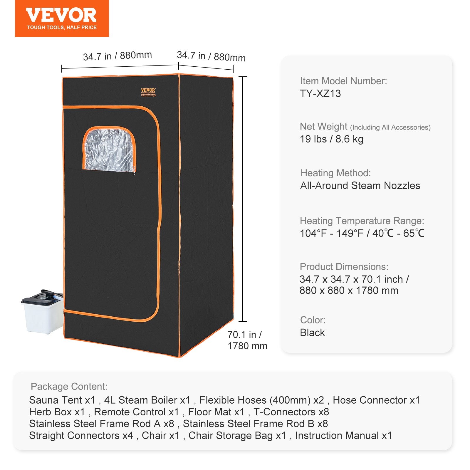 Blankets & Throws: VEVOR Portable Steam Sauna Tent Full Size 2000W Personal Sauna Blanket W/ Chair,880 x 880 x 1780 mm