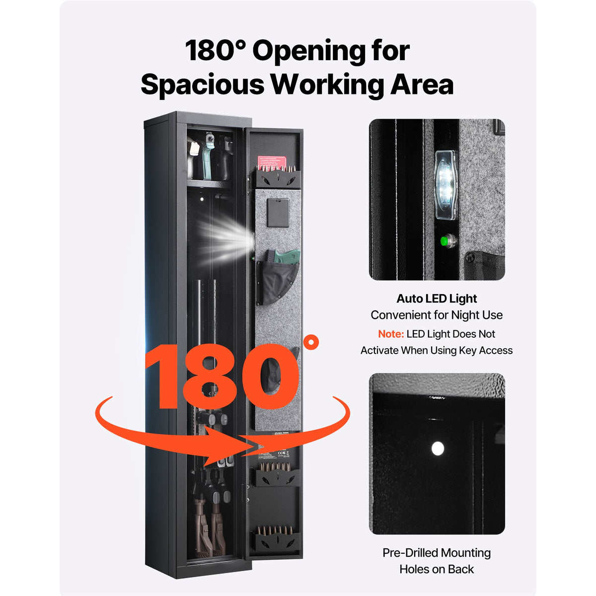 Gun Safe, Heavy Duty Cold-Rolled Steel Fireproof Rifle Cabinet with Digital Keypad & Key, Large Long Gun Cabinet with Magazine and LED Lighting, Adjustable Racks for Rifles, Pistols, Shotgun