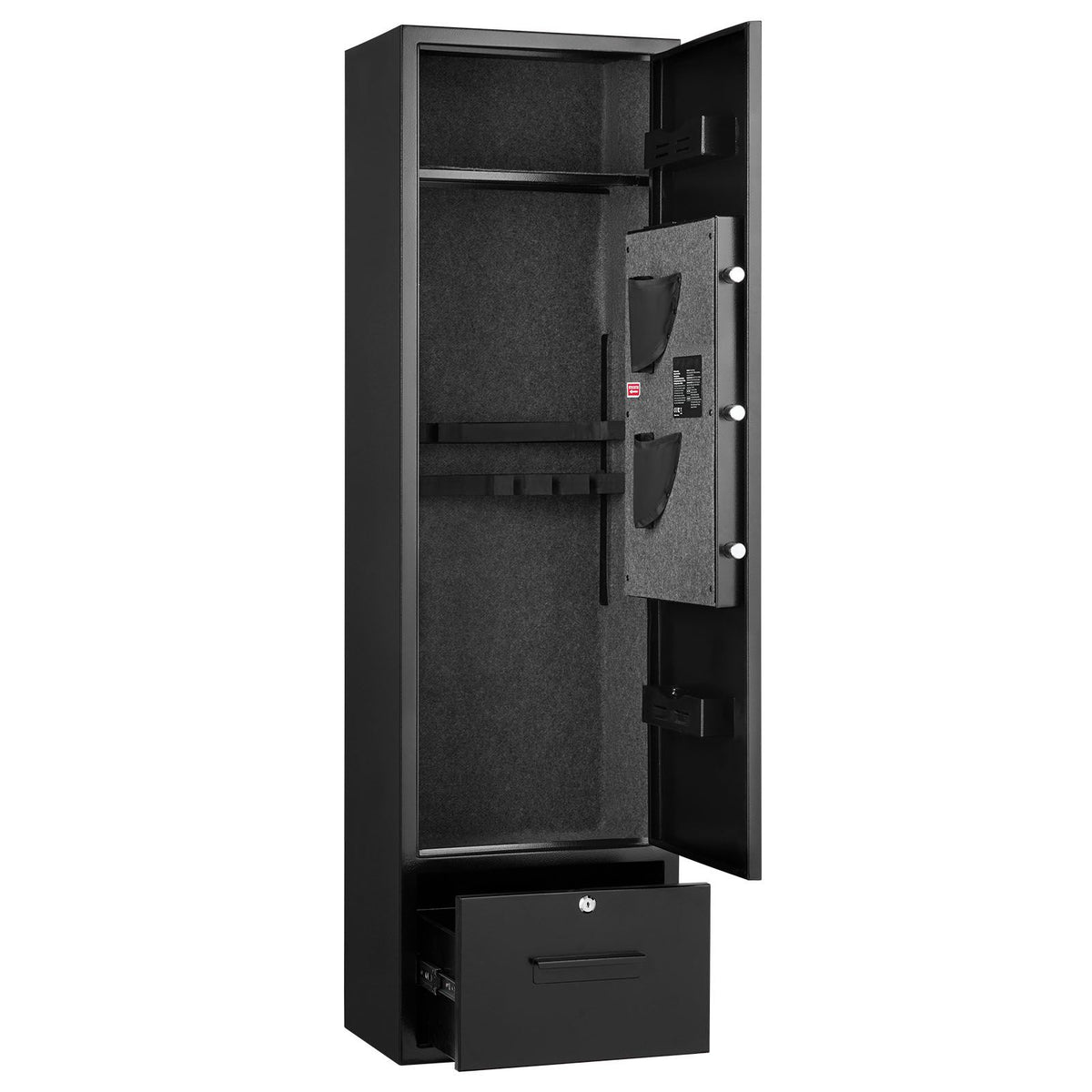 4 Gun Safe, Long Gun Cabinet for Rifles and Pistols, Quick Access Rifle Safe with 2 Ammo Slots, 2 Pistol Pockets & 2 Adjustable Racks, Large Digital Cabinet with Key and Password Lock