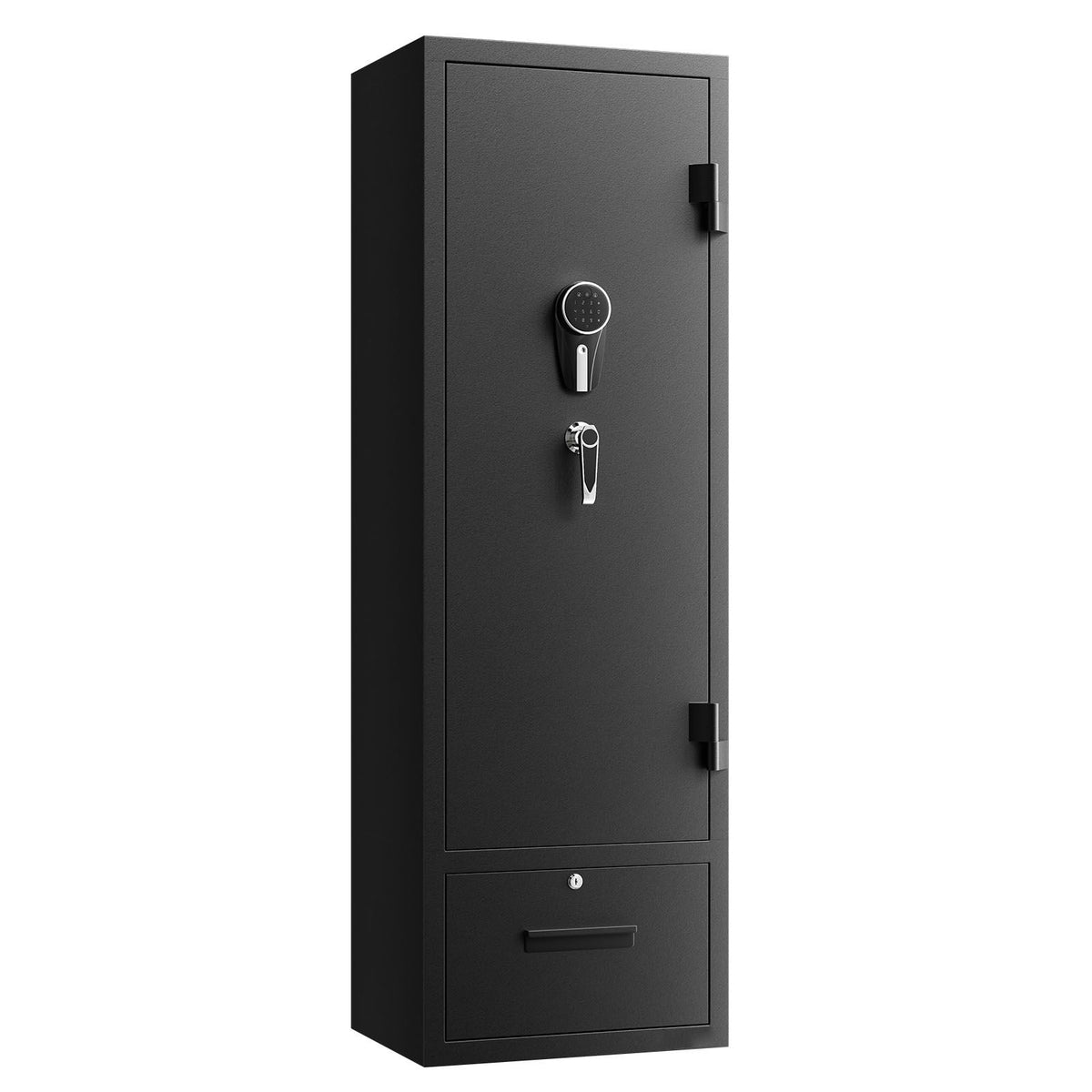 4 Gun Safe, Long Gun Cabinet for Rifles and Pistols, Quick Access Rifle Safe with 2 Ammo Slots, 2 Pistol Pockets & 2 Adjustable Racks, Large Digital Cabinet with Key and Password Lock