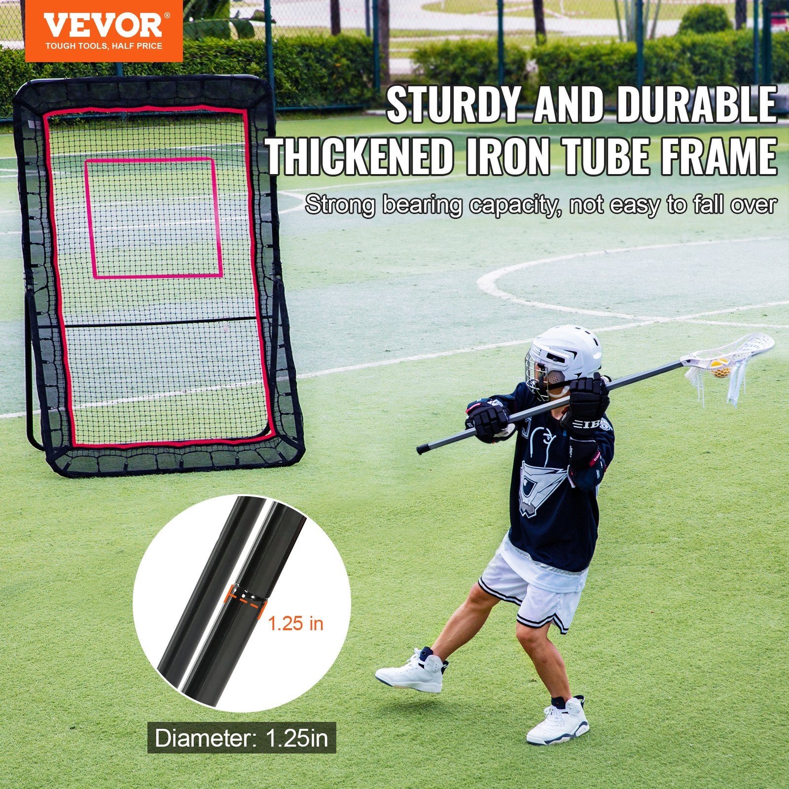 Basketball & Basketball Accessories: VEVOR Lacrosse Rebounder for Backyard, 5x7 Ft Volleyball Bounce Back Net, Pitchback Throwback Baseball Softball Return Training Screen, Adjustable Angle Shooting Practice Training Wall with Target