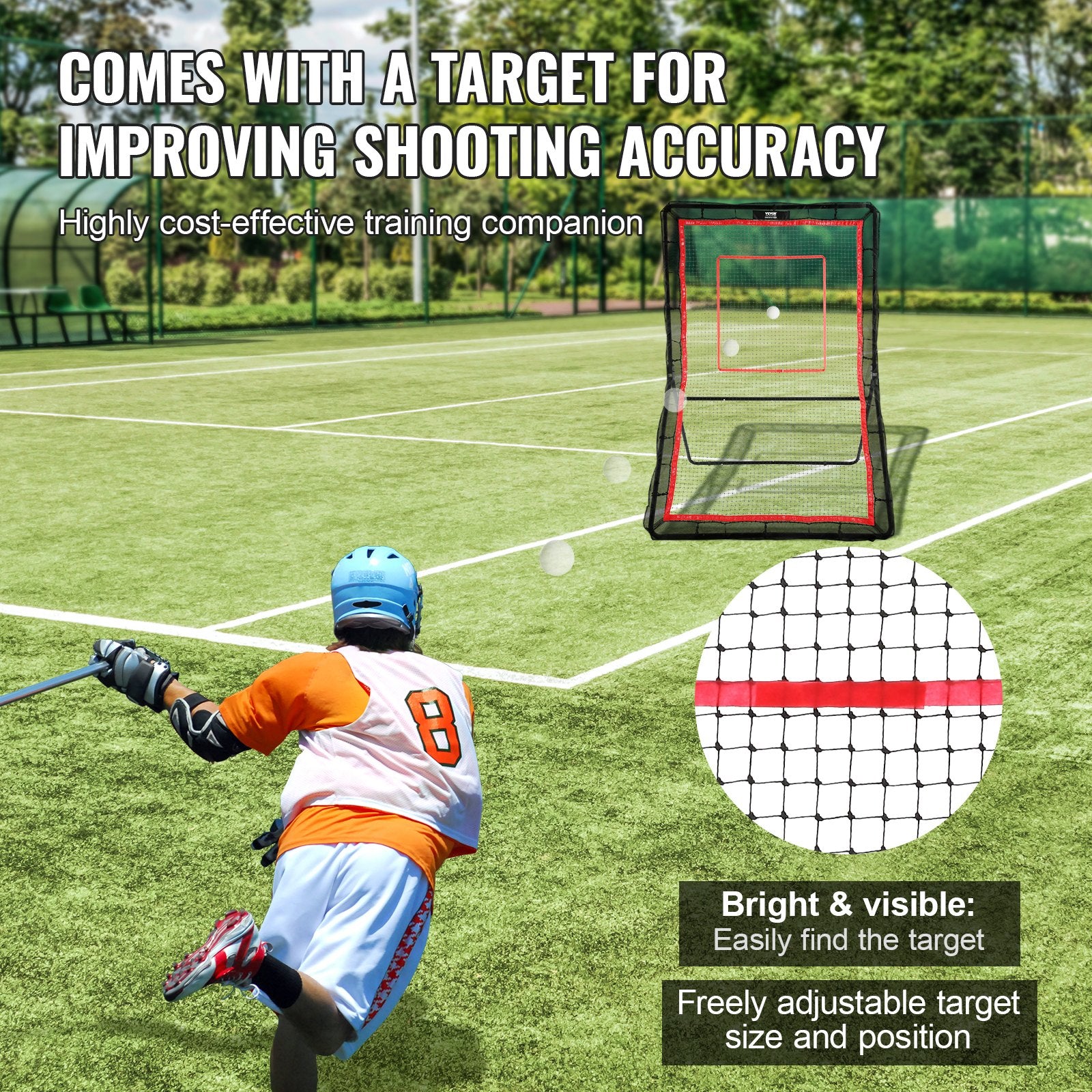 Basketball & Basketball Accessories: VEVOR Lacrosse Rebounder for Backyard, 5x7 Ft Volleyball Bounce Back Net, Pitchback Throwback Baseball Softball Return Training Screen, Adjustable Angle Shooting Practice Training Wall with Target