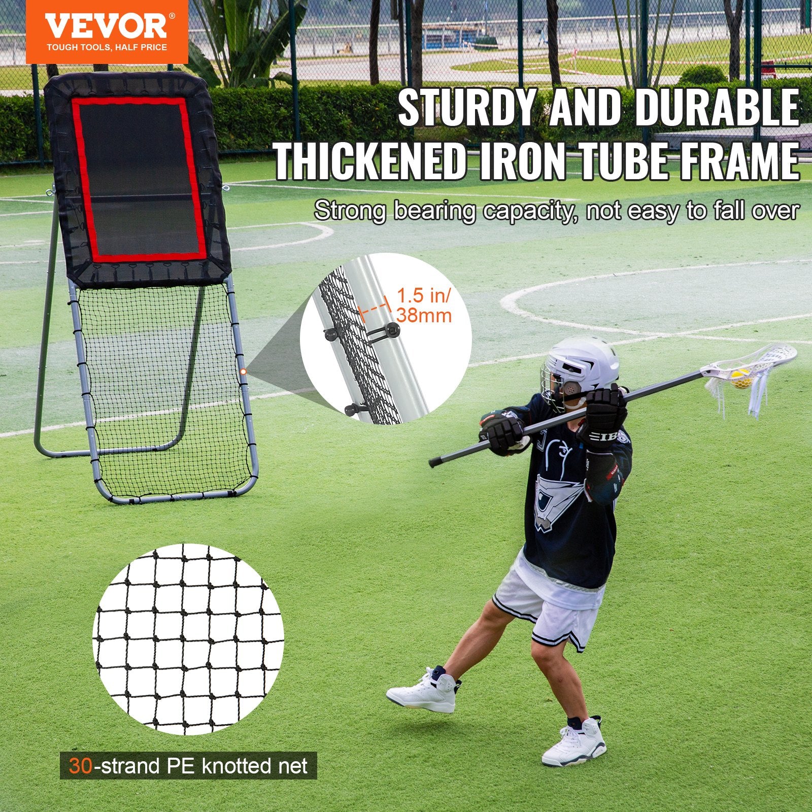 Basketball & Basketball Accessories: VEVOR Folding Lacrosse Rebounder for Backyard, 3x8 Ft Volleyball Bounce Back Net, Pitchback Throwback Baseball Softball Return Training Screen, Adjustable Angle Shooting Practice Training Wall, Black