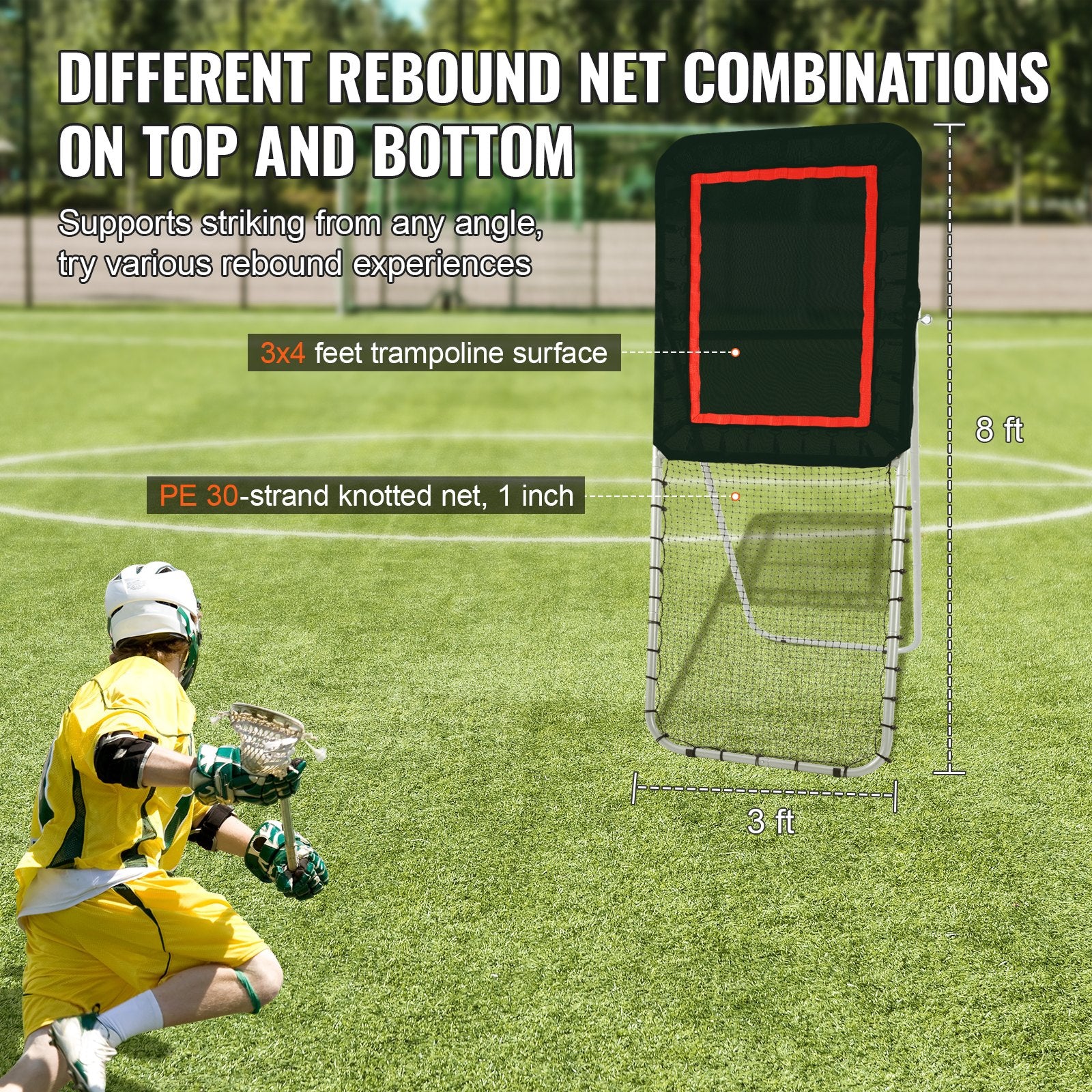 Basketball & Basketball Accessories: VEVOR Folding Lacrosse Rebounder for Backyard, 3x8 Ft Volleyball Bounce Back Net, Pitchback Throwback Baseball Softball Return Training Screen, Adjustable Angle Shooting Practice Training Wall, Black