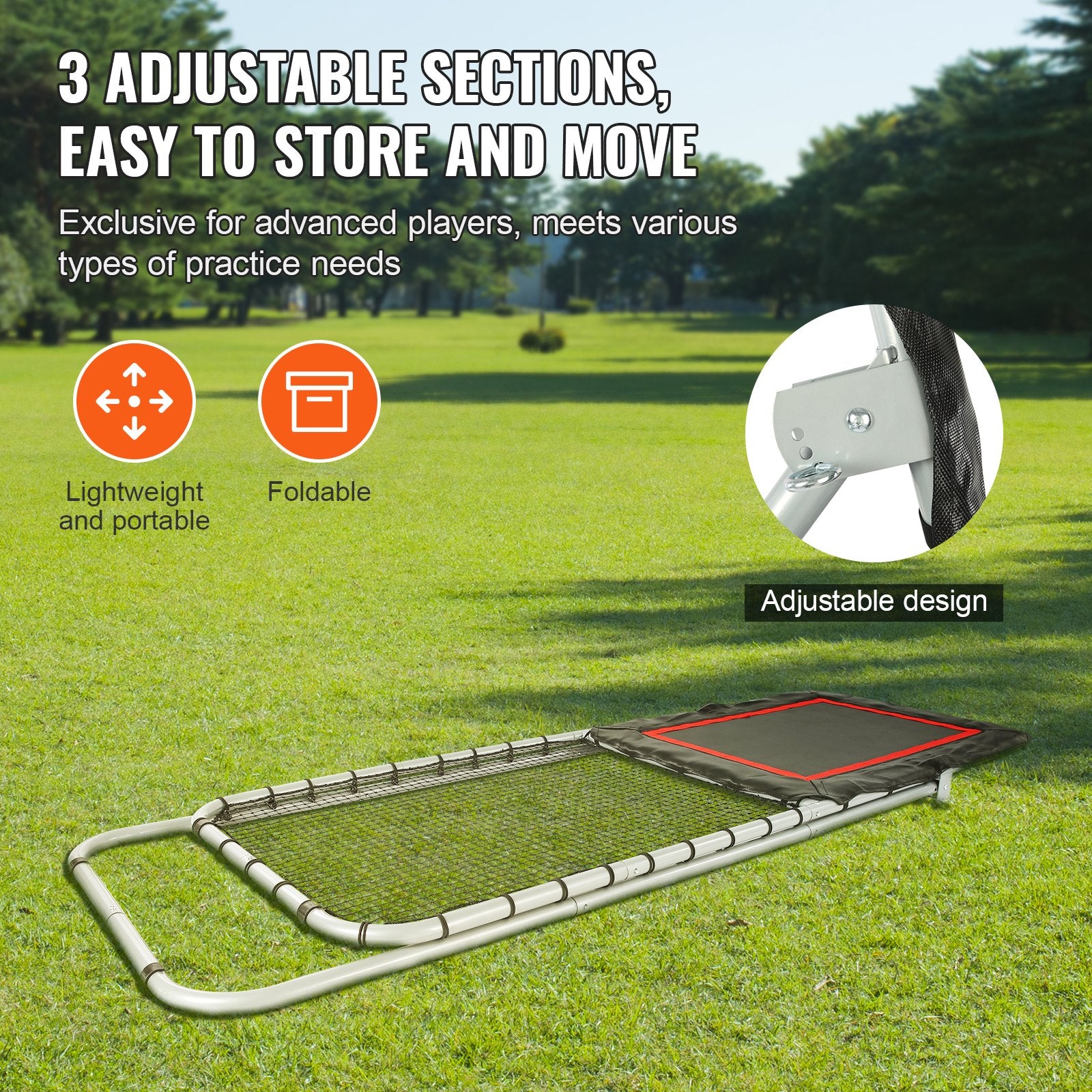 Basketball & Basketball Accessories: VEVOR Folding Lacrosse Rebounder for Backyard, 3x8 Ft Volleyball Bounce Back Net, Pitchback Throwback Baseball Softball Return Training Screen, Adjustable Angle Shooting Practice Training Wall, Black