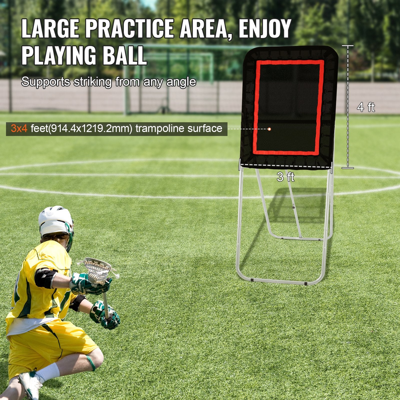 Basketball & Basketball Accessories: VEVOR Folding Lacrosse Rebounder for Backyard, 3x4 Ft Volleyball Bounce Back Net, Pitchback Throwback Baseball Softball Return Training Screen, Adjustable Angle Shooting Practice Training Wall, Black