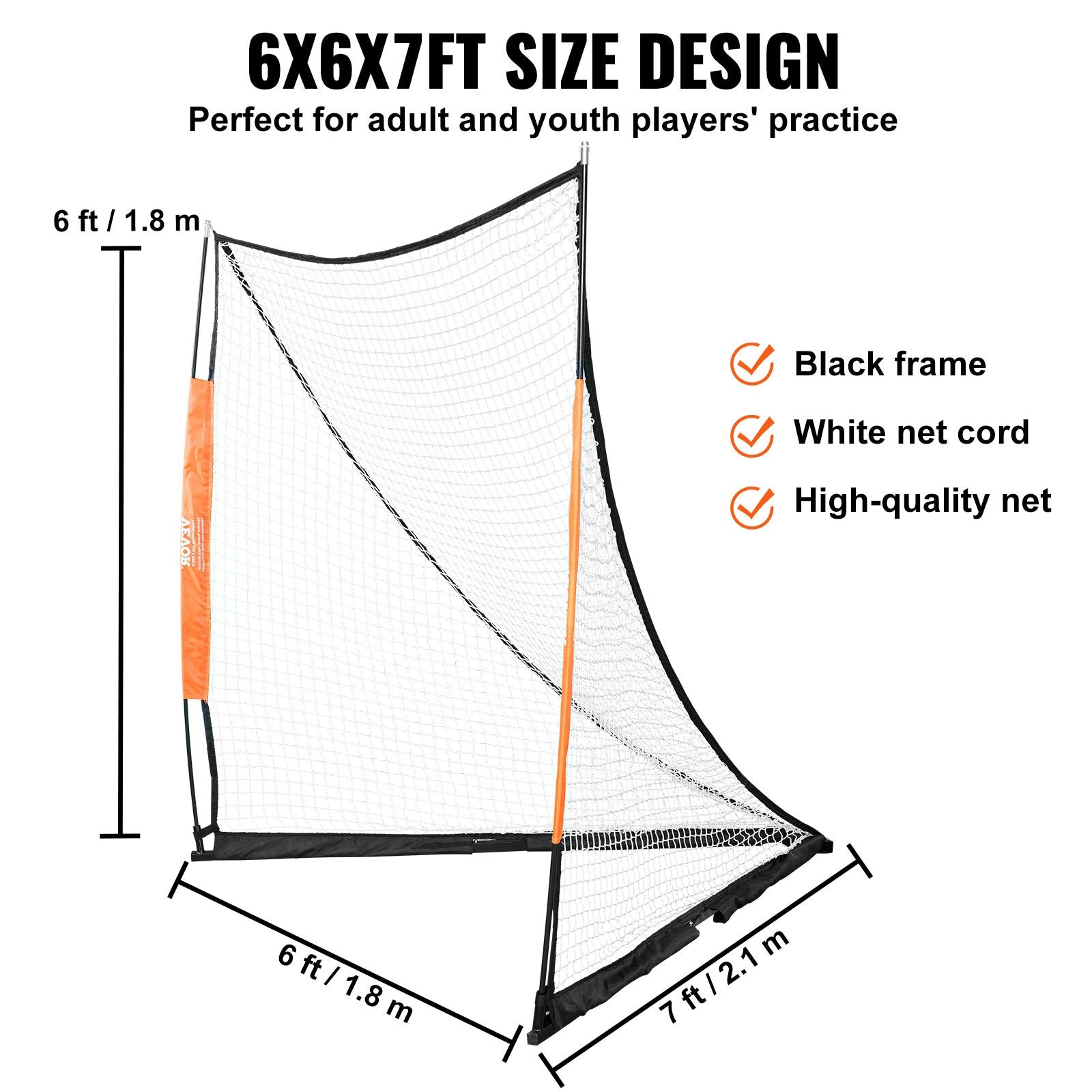 Basketball & Basketball Accessories: VEVOR Lacrosse Goal, 1.8mx1.8m Lacrosse Net, Portable Lacrosse Goal with Carry Bag, Fiberglass Rod Backyard Lacrosse Training Equipment, Easy Setup Collegiate Goal, Perfect for Youth Adult Training
