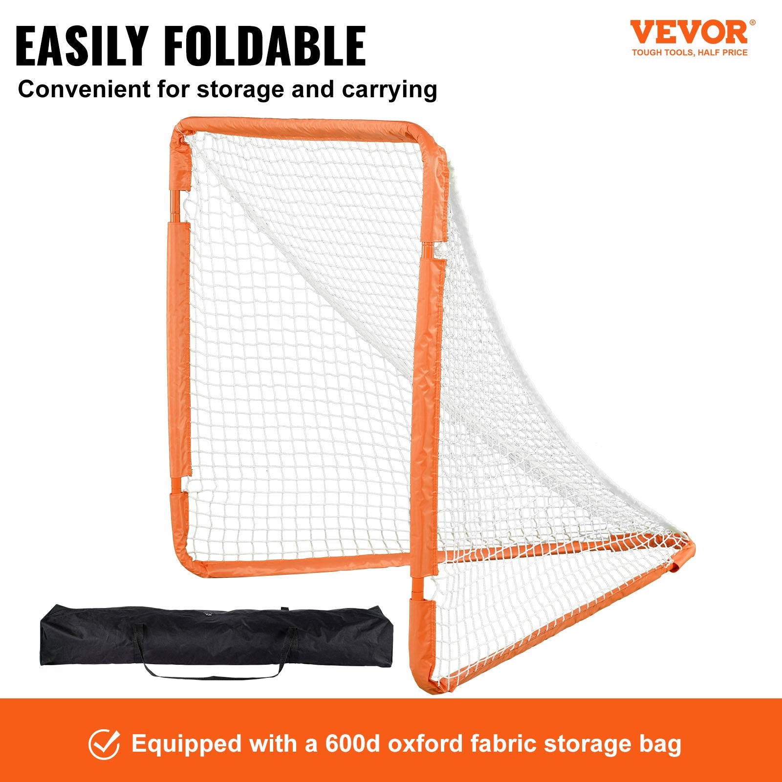 Basketball & Basketball Accessories: VEVOR Lacrosse Goal, 1.2 mx 1.2 m Small Kids Lacrosse Net, Folding Portable Lacrosse Goal with Carry Bag, Iron Frame Backyard Training Equipment, Quick & Easy Setup, Perfect for Youth Training, Orange