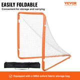 Basketball & Basketball Accessories: VEVOR Lacrosse Goal, 1.2 mx 1.2 m Small Kids Lacrosse Net, Folding Portable Lacrosse Goal with Carry Bag, Iron Frame Backyard Training Equipment, Quick & Easy Setup, Perfect for Youth Training, Orange