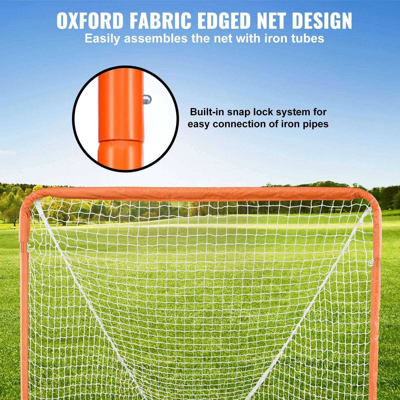 Basketball & Basketball Accessories: VEVOR Lacrosse Goal, 1.2 mx 1.2 m Small Kids Lacrosse Net, Folding Portable Lacrosse Goal with Carry Bag, Iron Frame Backyard Training Equipment, Quick & Easy Setup, Perfect for Youth Training, Orange