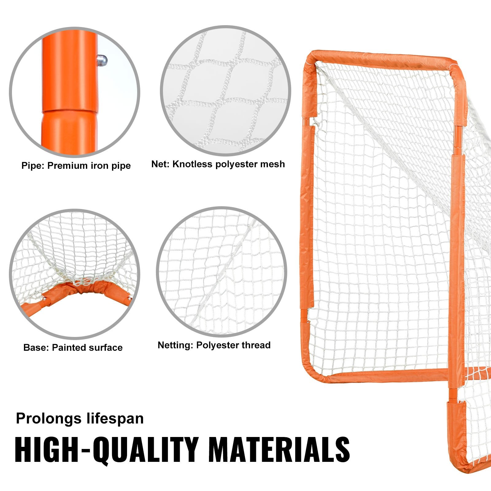 Basketball & Basketball Accessories: VEVOR Lacrosse Goal, 1.2 mx 1.2 m Small Kids Lacrosse Net, Folding Portable Lacrosse Goal with Carry Bag, Iron Frame Backyard Training Equipment, Quick & Easy Setup, Perfect for Youth Training, Orange