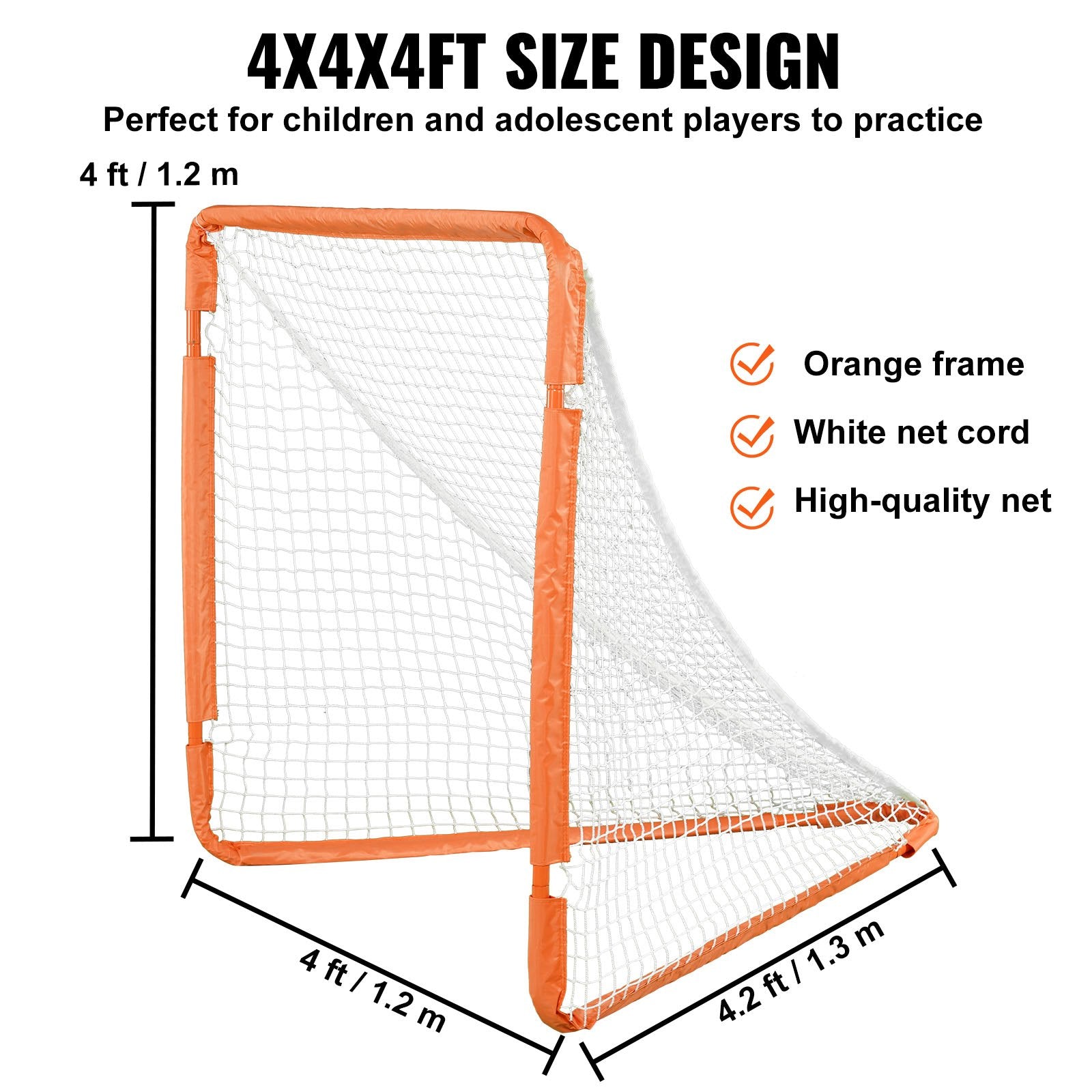 Basketball & Basketball Accessories: VEVOR Lacrosse Goal, 1.2 mx 1.2 m Small Kids Lacrosse Net, Folding Portable Lacrosse Goal with Carry Bag, Iron Frame Backyard Training Equipment, Quick & Easy Setup, Perfect for Youth Training, Orange