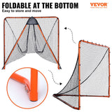 Basketball & Basketball Accessories: VEVOR Lacrosse Goal, 1.8mx1.8m Lacrosse Net, Folding Portable Backyard Lacrosse Training Equipment, Steel Frame Training Net, Quick & Easy Setup Lacrosse Goal, Perfect for Youth Adult Training, Orange