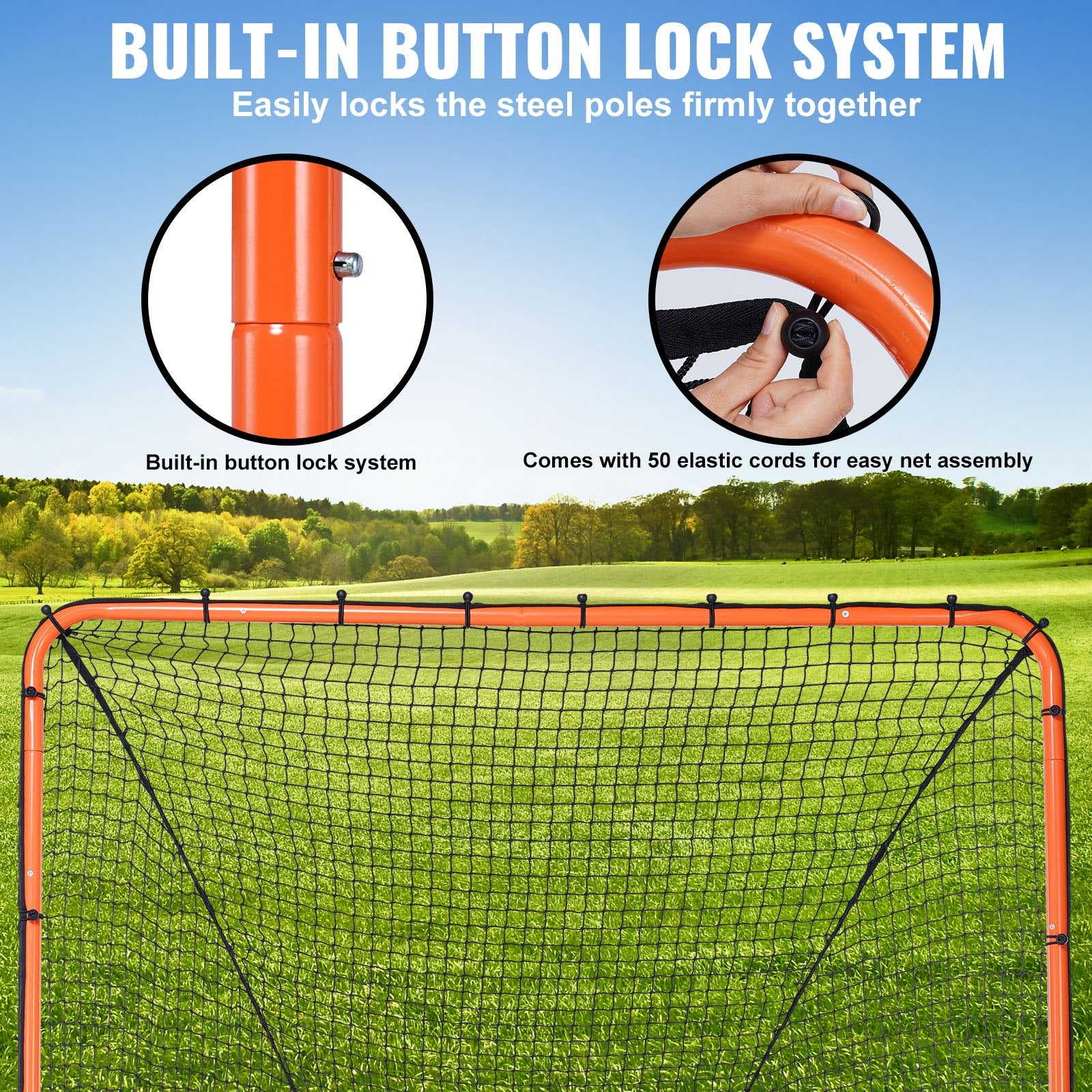 Lacrosse Goal, 1.8mx1.8m Lacrosse Net, Folding Portable Backyard Lacrosse Training Equipment, Steel Frame Training Net, Quick & Easy Setup Lacrosse Goal, Perfect for Youth Adult Training, Orange