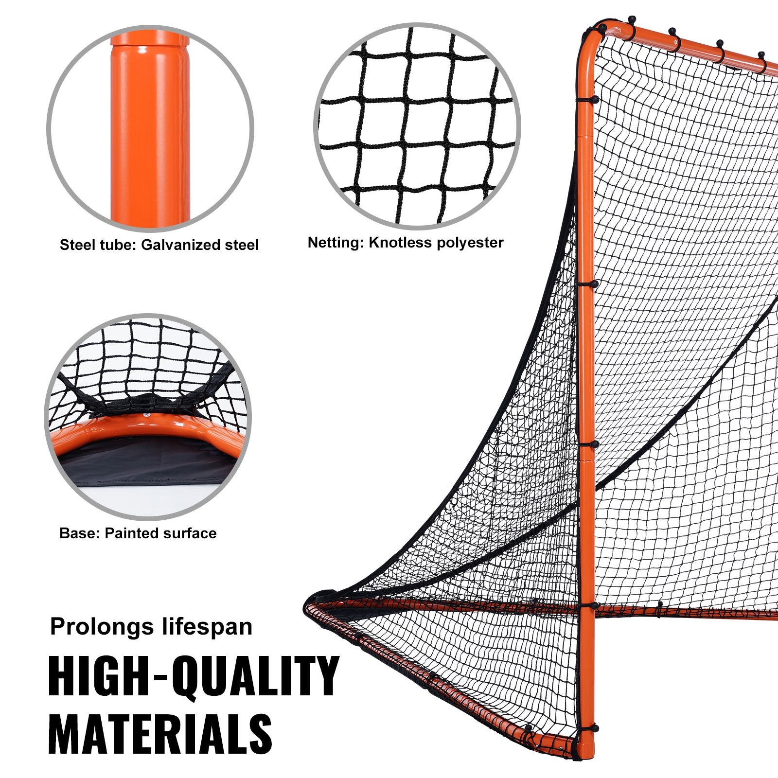 Lacrosse Goal, 1.8mx1.8m Lacrosse Net, Folding Portable Backyard Lacrosse Training Equipment, Steel Frame Training Net, Quick & Easy Setup Lacrosse Goal, Perfect for Youth Adult Training, Orange