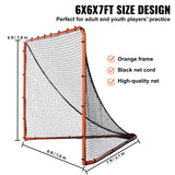 Basketball & Basketball Accessories: VEVOR Lacrosse Goal, 1.8mx1.8m Lacrosse Net, Folding Portable Backyard Lacrosse Training Equipment, Steel Frame Training Net, Quick & Easy Setup Lacrosse Goal, Perfect for Youth Adult Training, Orange