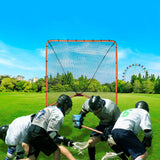 Basketball & Basketball Accessories: VEVOR Lacrosse Goal, 1.8mx1.8m Lacrosse Net, Folding Portable Backyard Lacrosse Training Equipment, Steel Frame Training Net, Quick & Easy Setup Lacrosse Goal, Perfect for Youth Adult Training, Orange