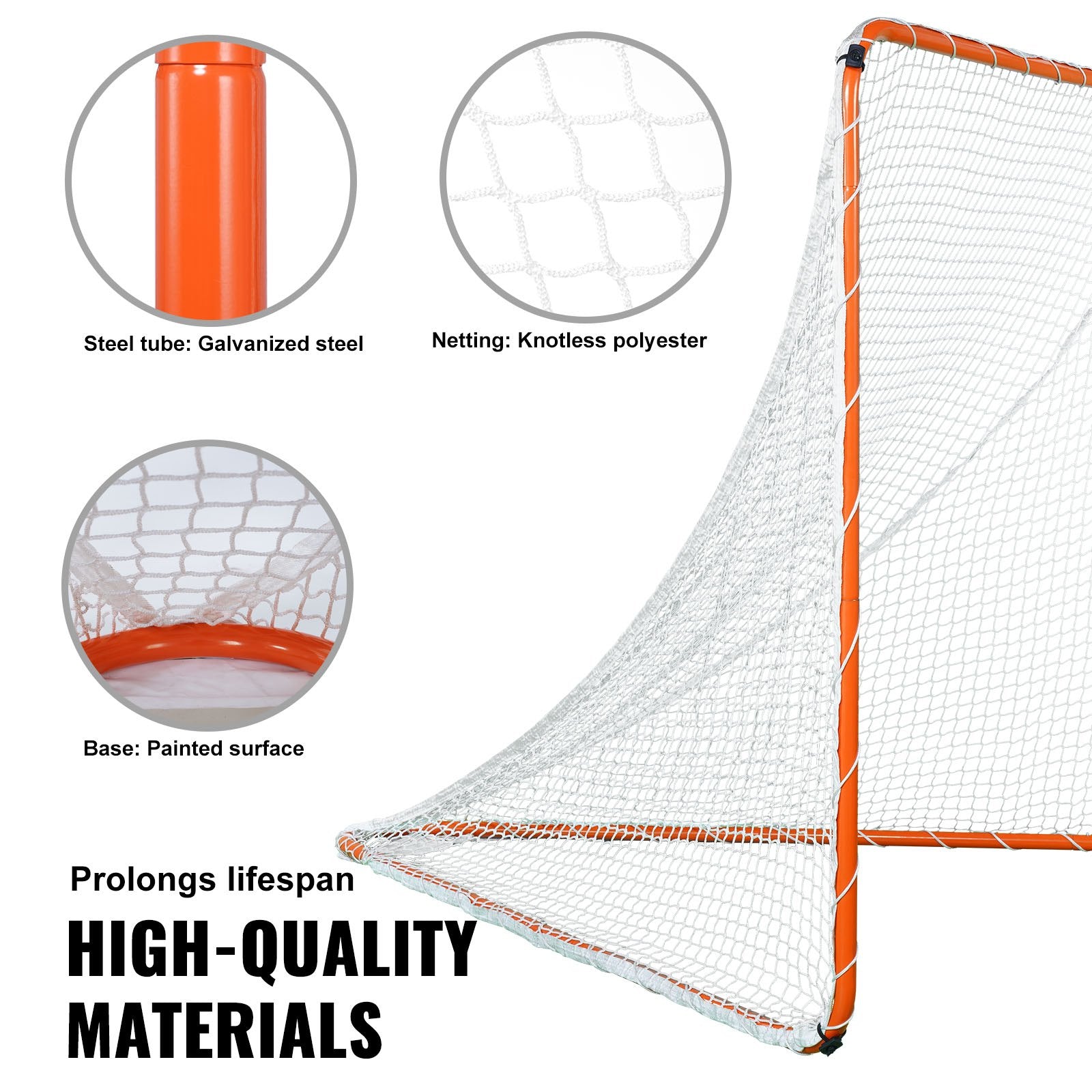 Basketball & Basketball Accessories: VEVOR Lacrosse Goal, 6' x 6' Lacrosse Net, Steel Frame Backyard Lacrosse Training Equipment, Portable Lacrosse Goal with Carry Bag, Quick & Easy Setup, Perfect for Youth Adult Training, Orange
