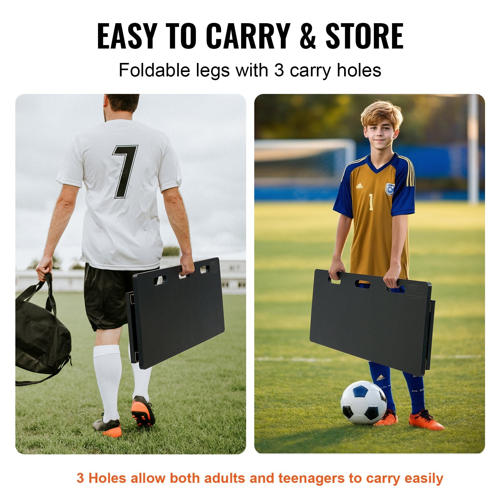 Soccer Rebounder Board, 100x40 cm Portable Soccer Wall with 2 Angles Rebound, Foldable HDPE Kickback Rebound Board, Soccer Training Equipment for Kids and Adults, Passing & Shooting Practice