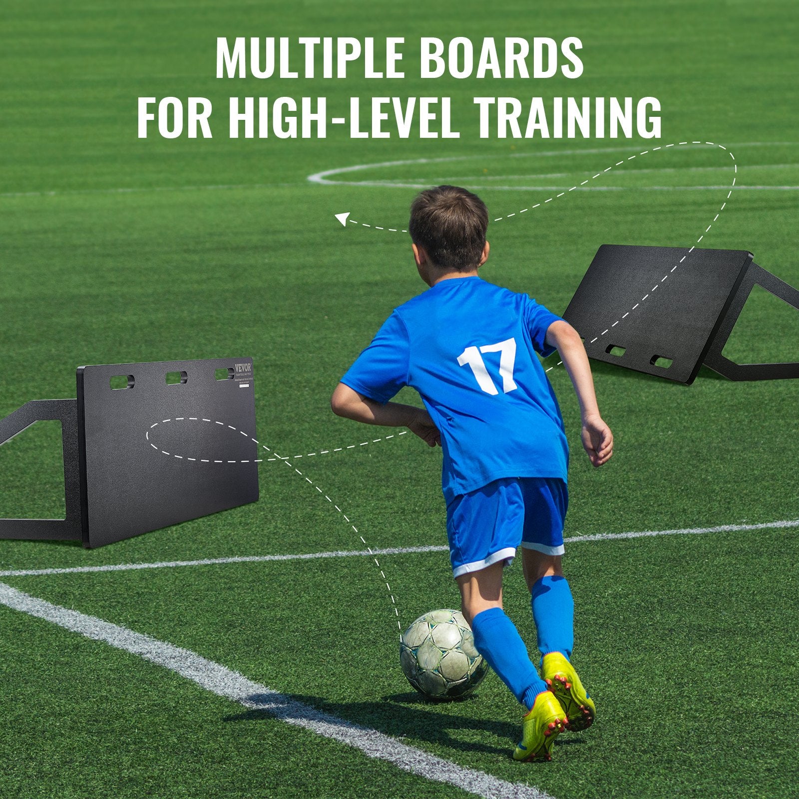 Soccer Rebounder Board, 115x45 cm Portable Soccer Wall with 2 Angles Rebound, Foldable HDPE Kickback Rebound Board, Soccer Training Equipment for Kids and Adults, Passing & Shooting Practice