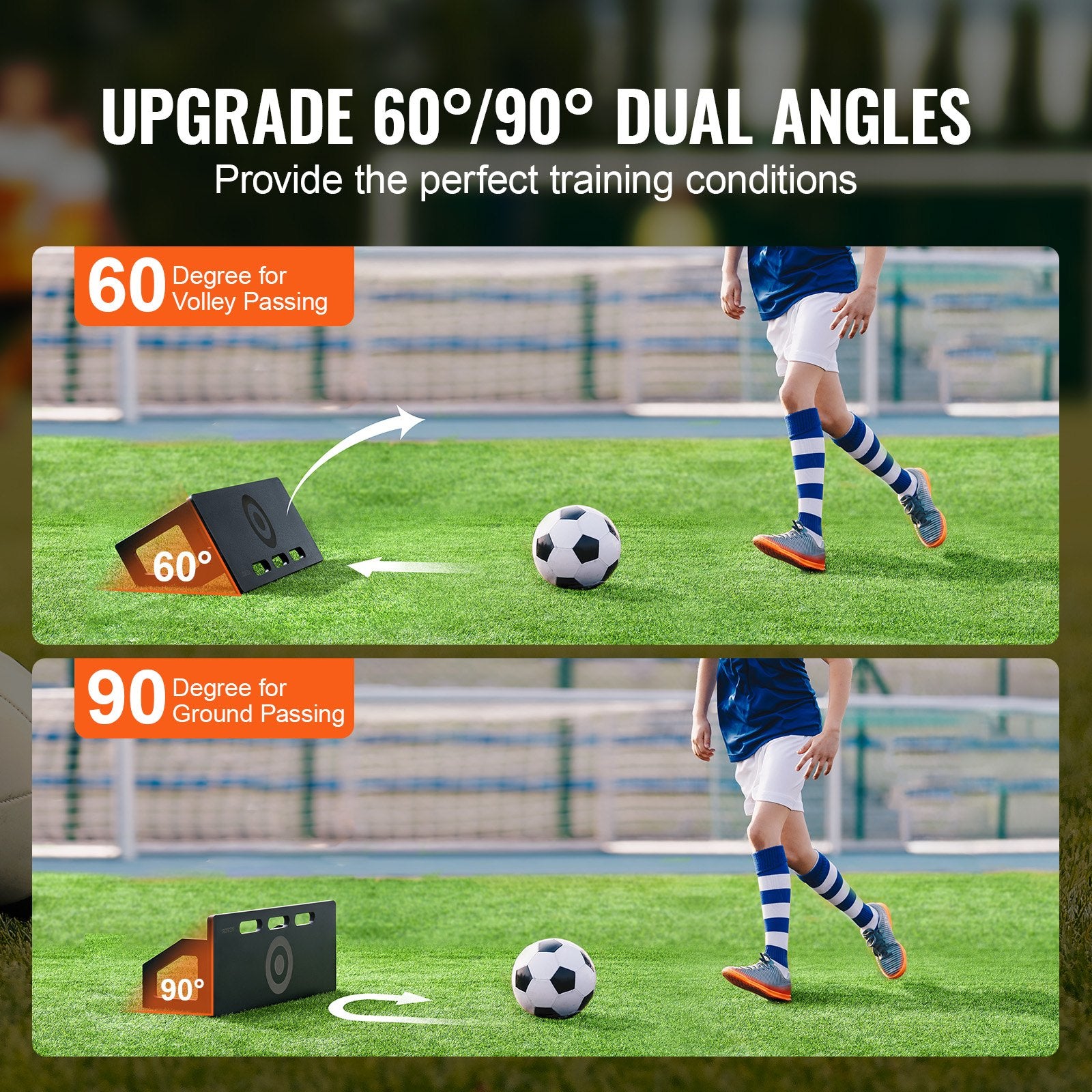 Basketball & Basketball Accessories: VEVOR Soccer Rebounder Board, 32"X12" Portable Soccer Wall with 2 Angles Rebound, Foldable HDPE Kickback Rebound Board, Soccer Training Equipment for Kids and Adults, Passing & Shooting Practice
