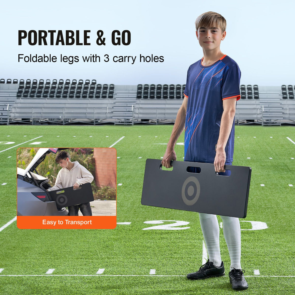 Soccer Rebounder Board, 40"X12" Portable Soccer Wall with 2 Angles Rebound, Foldable HDPE Kickback Rebound Board, Soccer Training Equipment for Kids and Adults, Passing & Shooting Practice
