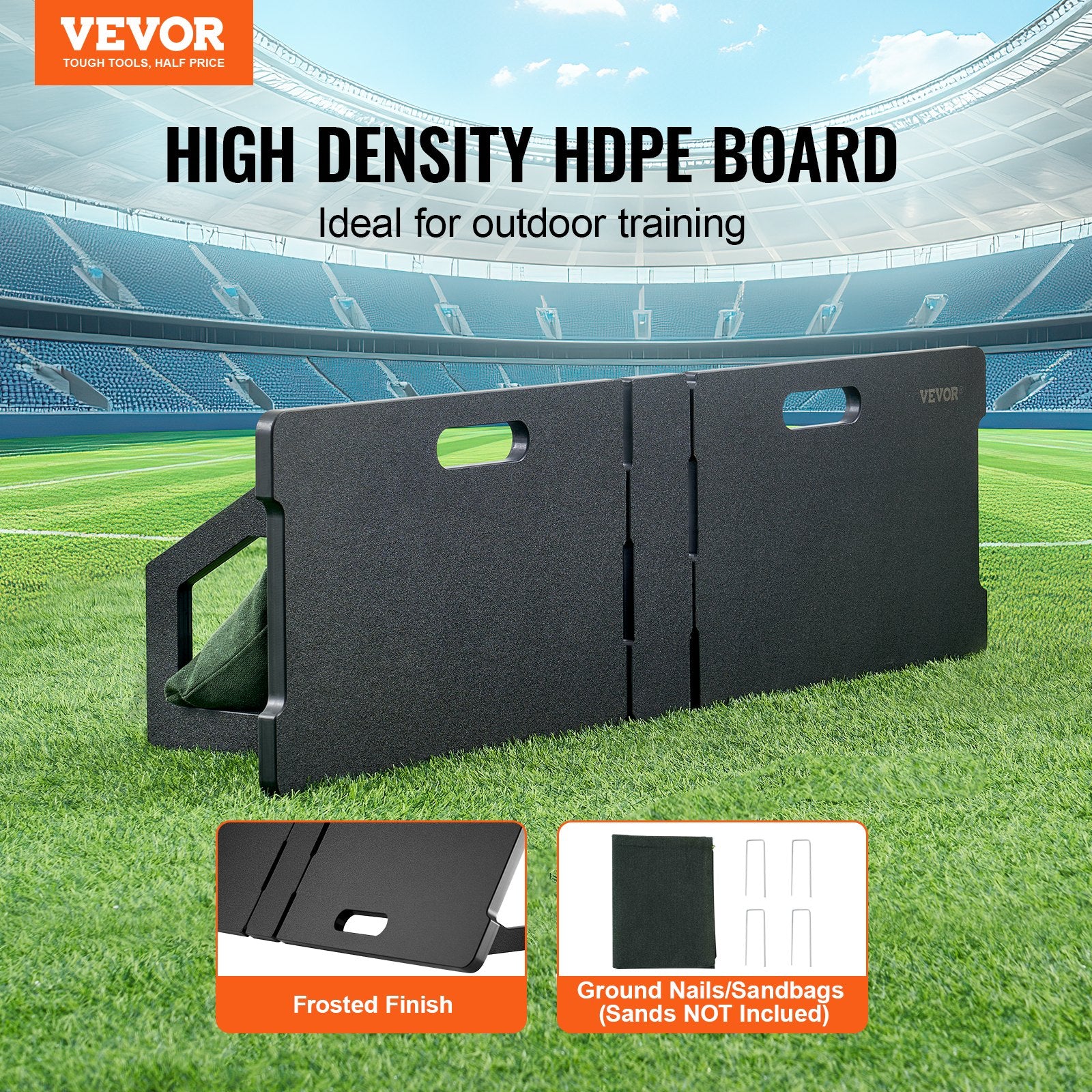 Soccer Rebounder Board, 45"X13" Portable Soccer Wall with 2 Angles Rebound, Foldable HDPE Kickback Rebound Board, Soccer Training Equipment for Kids and Adults, Passing & Shooting Practice