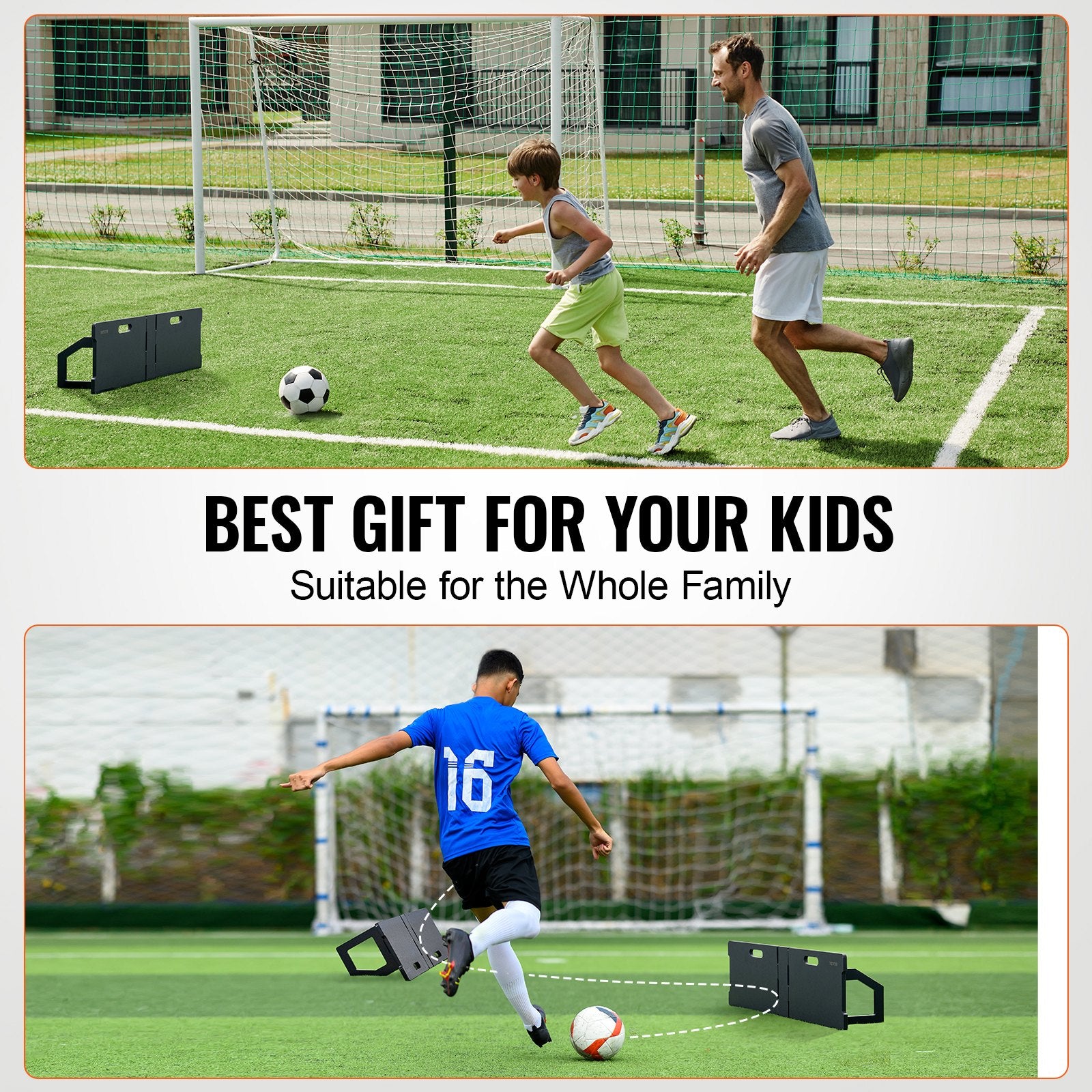 Soccer Rebounder Board, 45"X13" Portable Soccer Wall with 2 Angles Rebound, Foldable HDPE Kickback Rebound Board, Soccer Training Equipment for Kids and Adults, Passing & Shooting Practice
