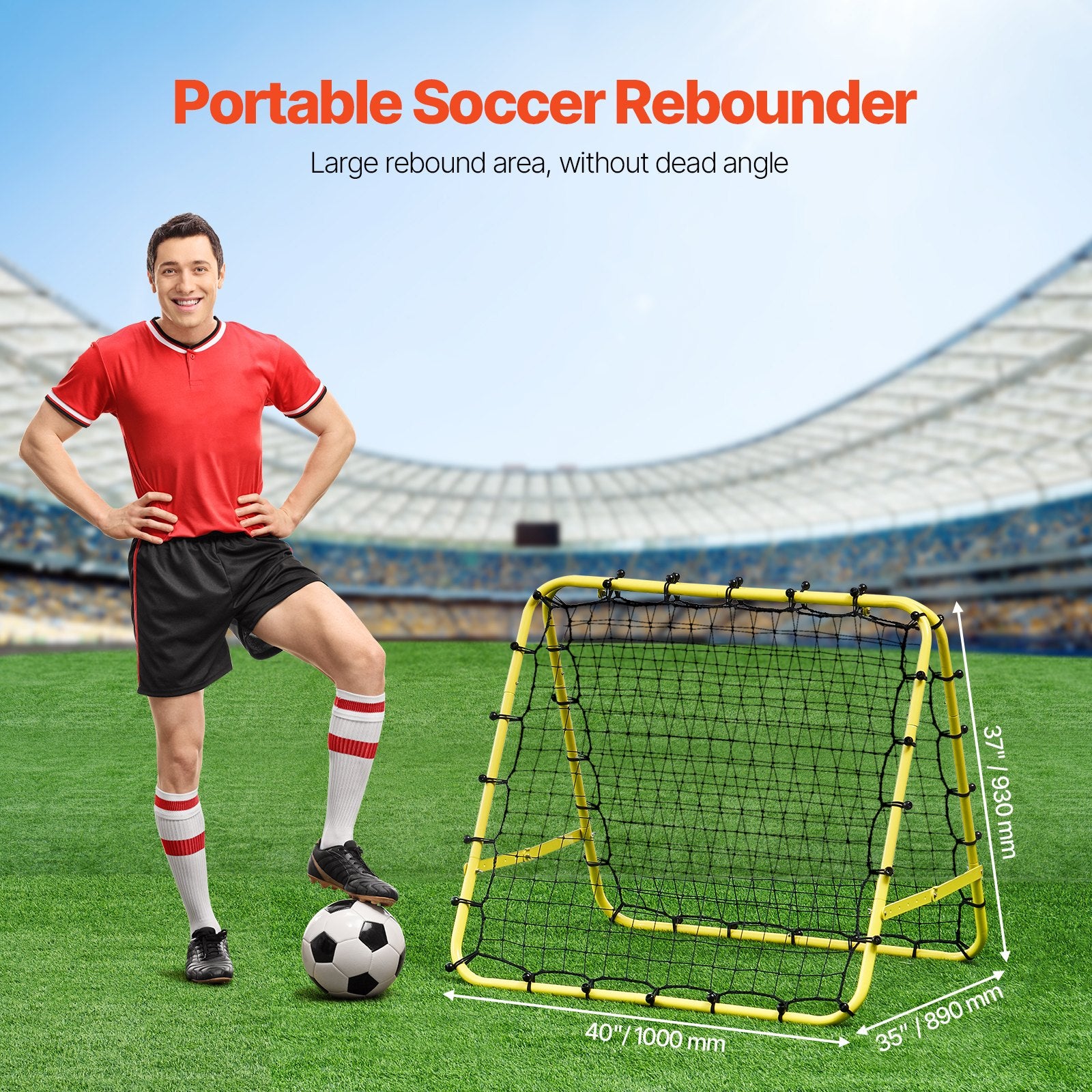 Soccer & Soccer Accessories: VEVOR 40"x35"x37" Soccer Rebounder Net Kick-Back Portable Football Training Gift