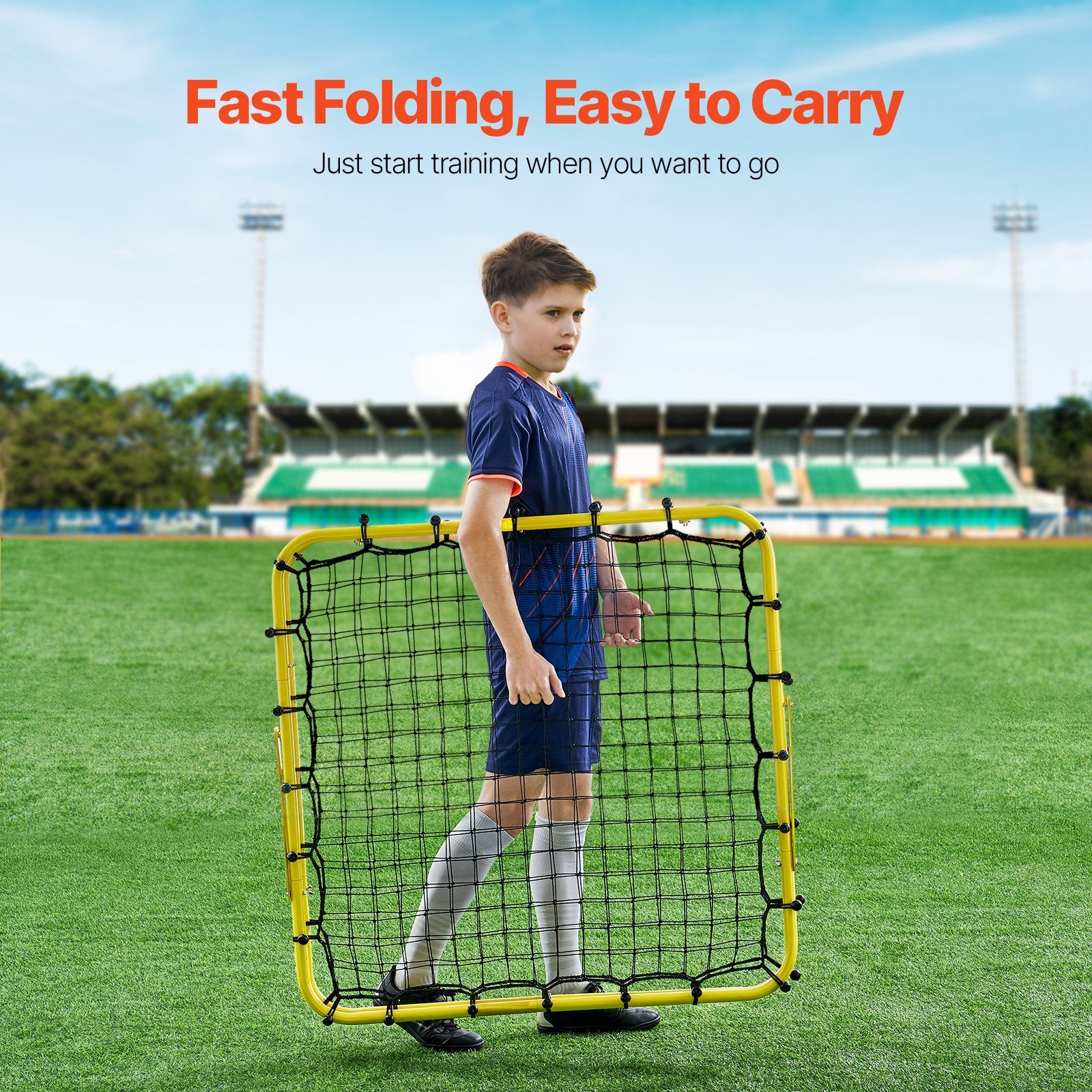 Soccer & Soccer Accessories: VEVOR 40"x35"x37" Soccer Rebounder Net Kick-Back Portable Football Training Gift