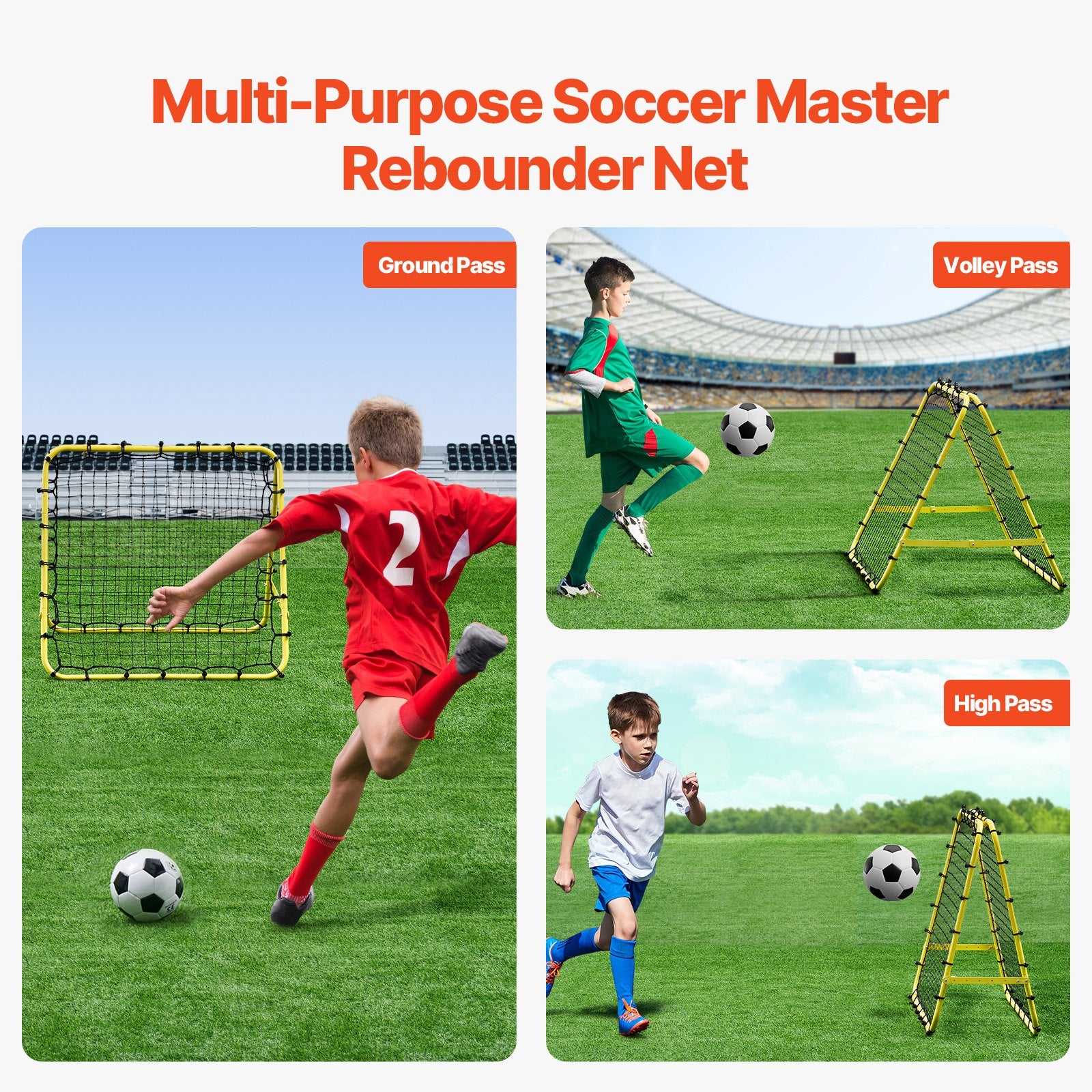 Soccer & Soccer Accessories: VEVOR 40"x35"x37" Soccer Rebounder Net Kick-Back Portable Football Training Gift
